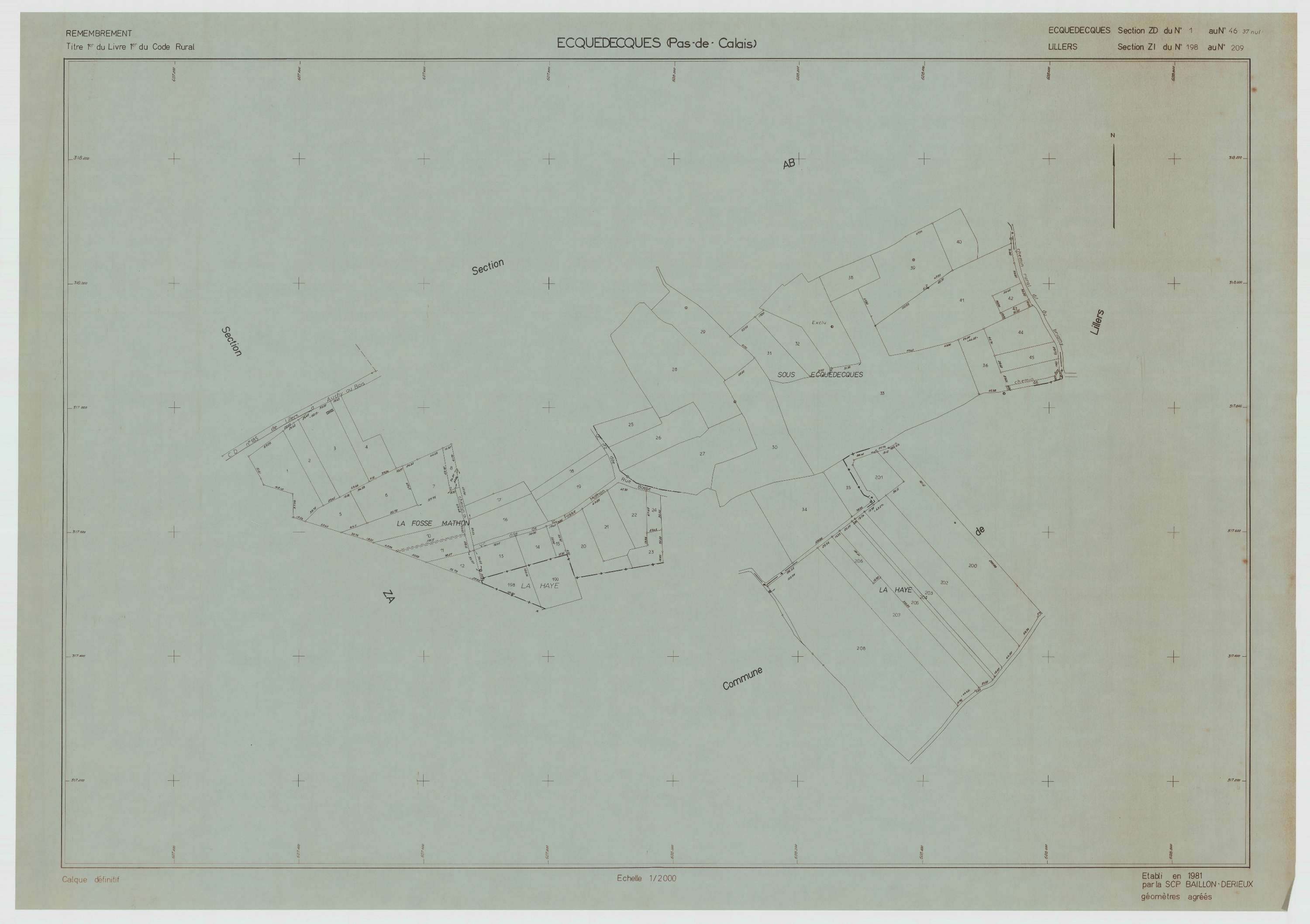 Ecquedecques - Plan de remembrement : section ZD.