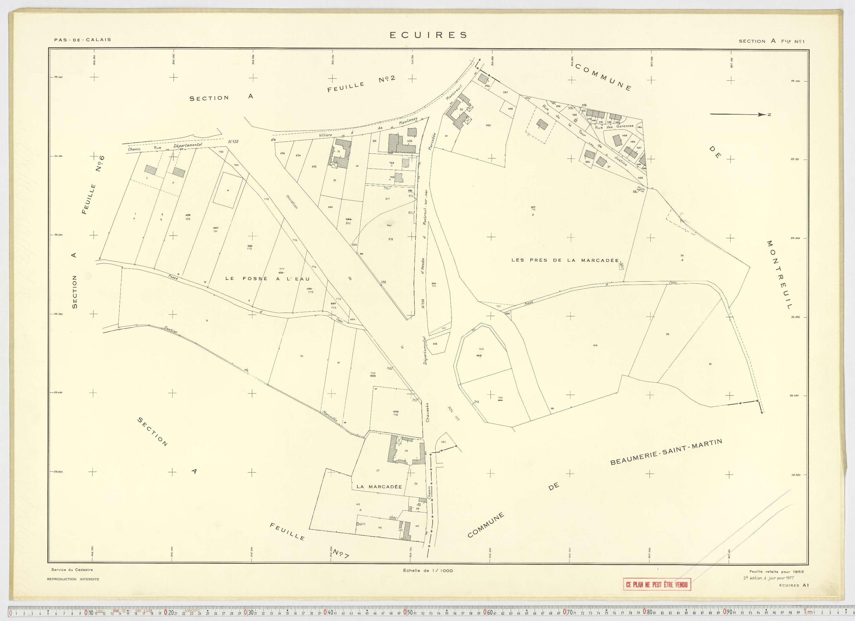 Écuires - Section A, feuille 1.