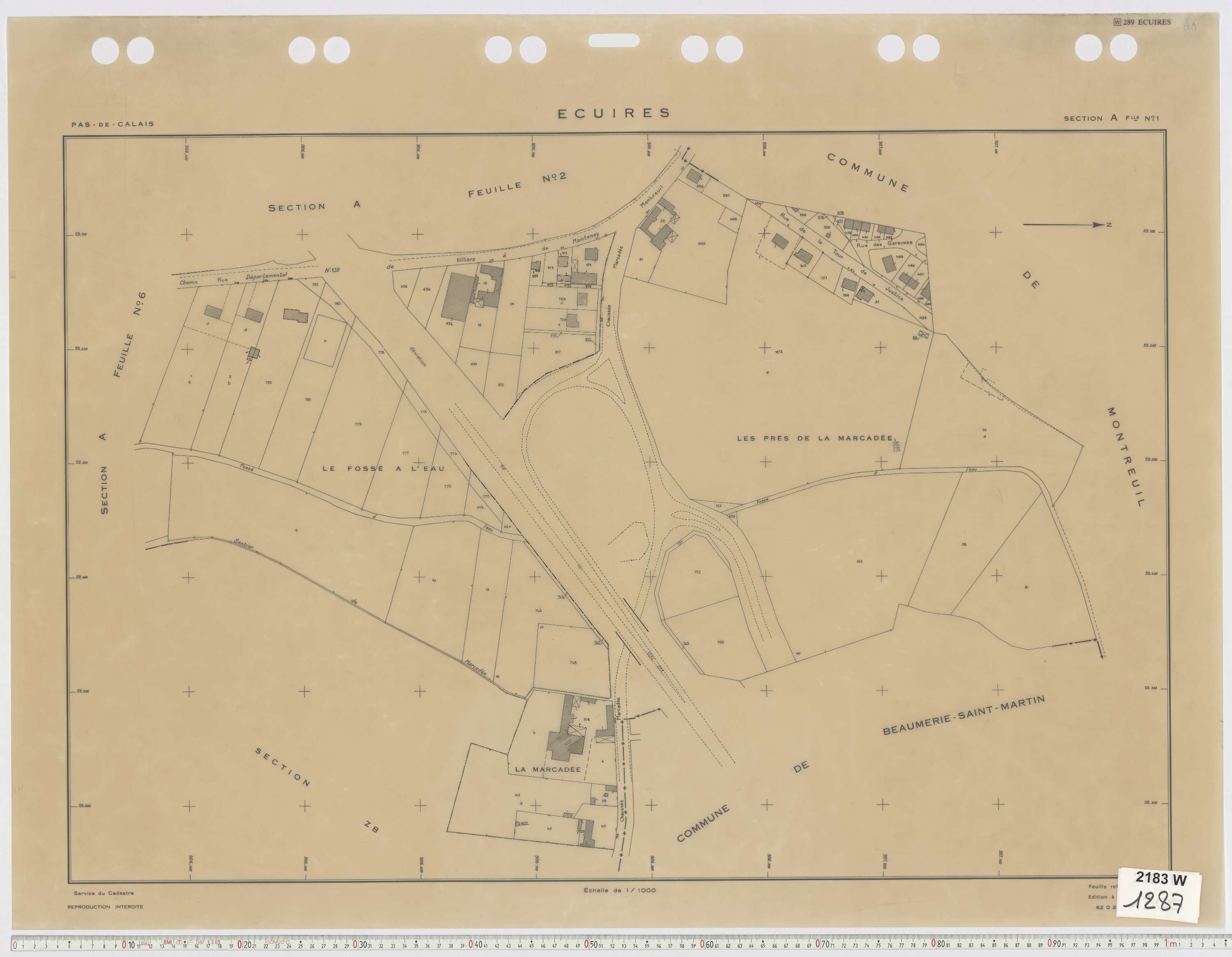 Écuires - Section A, feuille 1.
