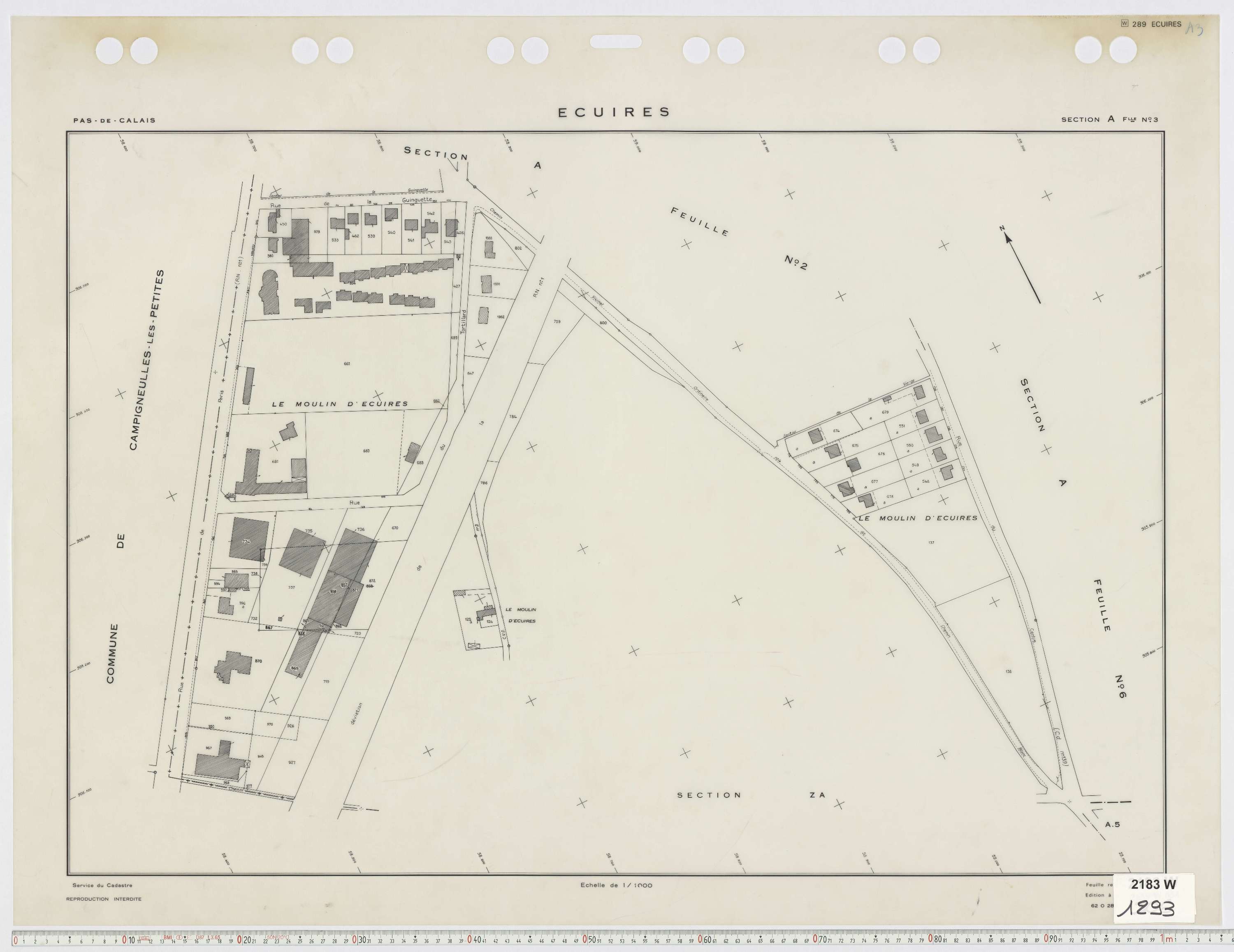 Écuires - Section A, feuille 3.