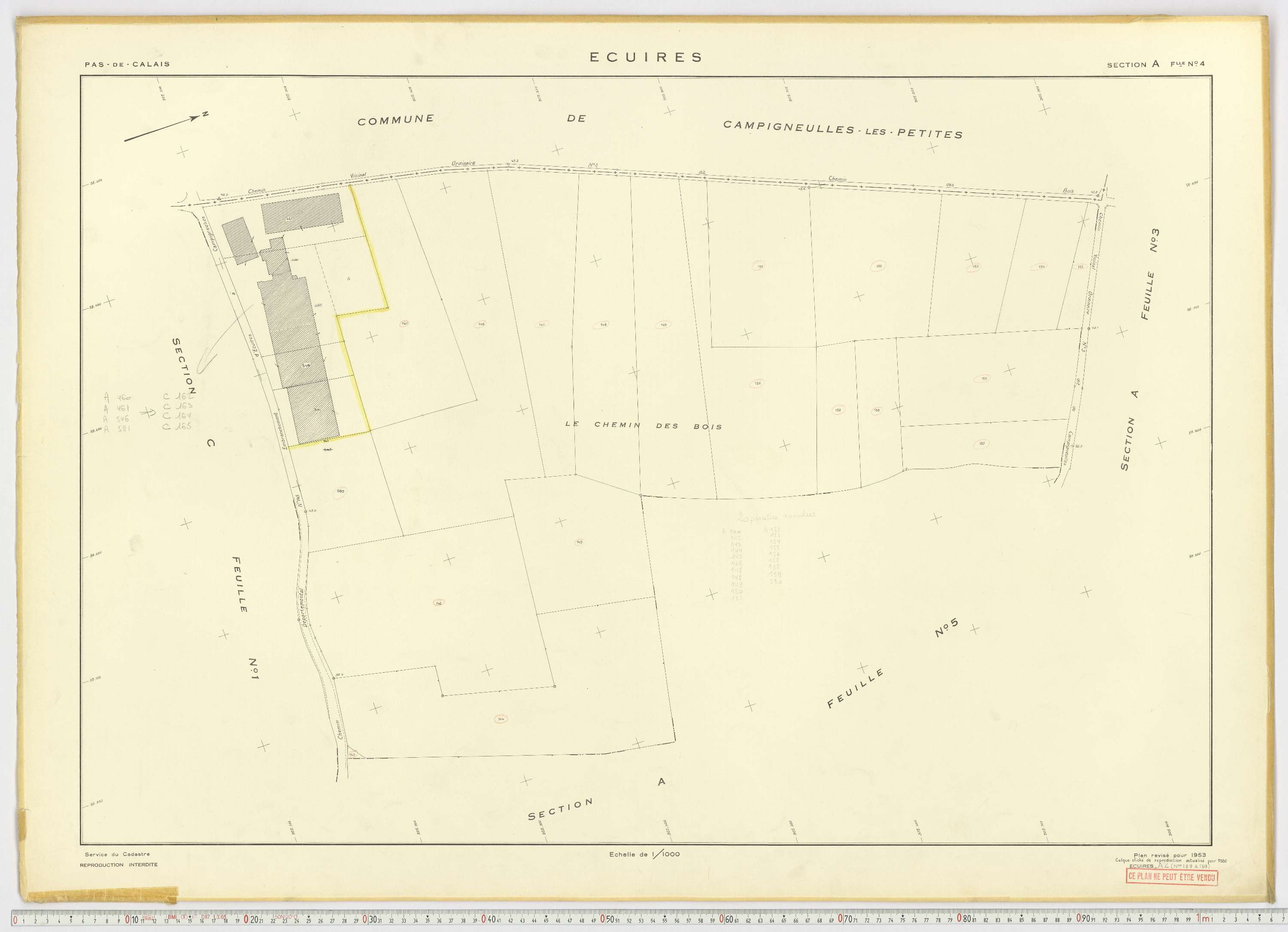 Écuires - Section A, feuille 4.