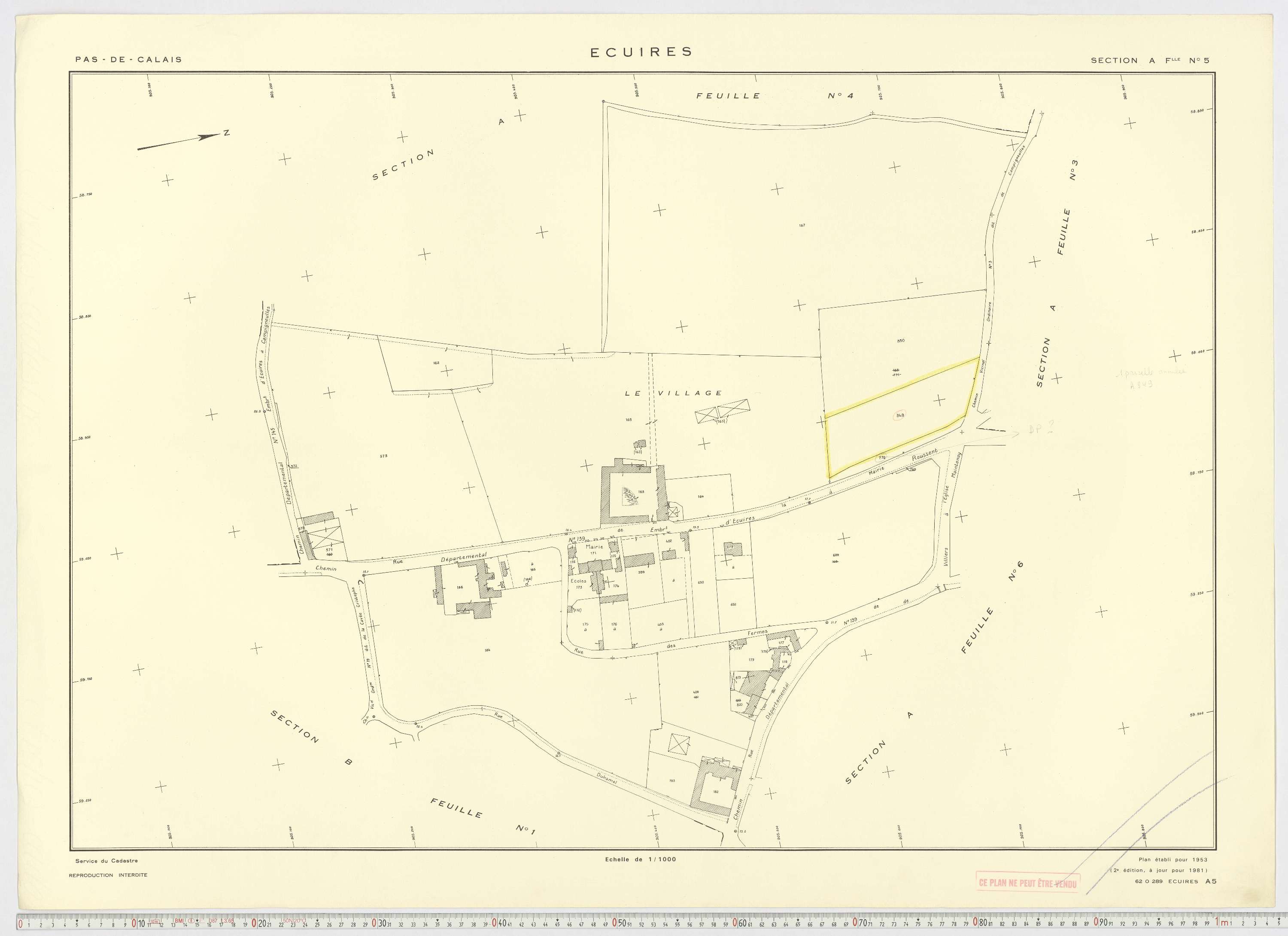 Écuires - Section A, feuille 5.