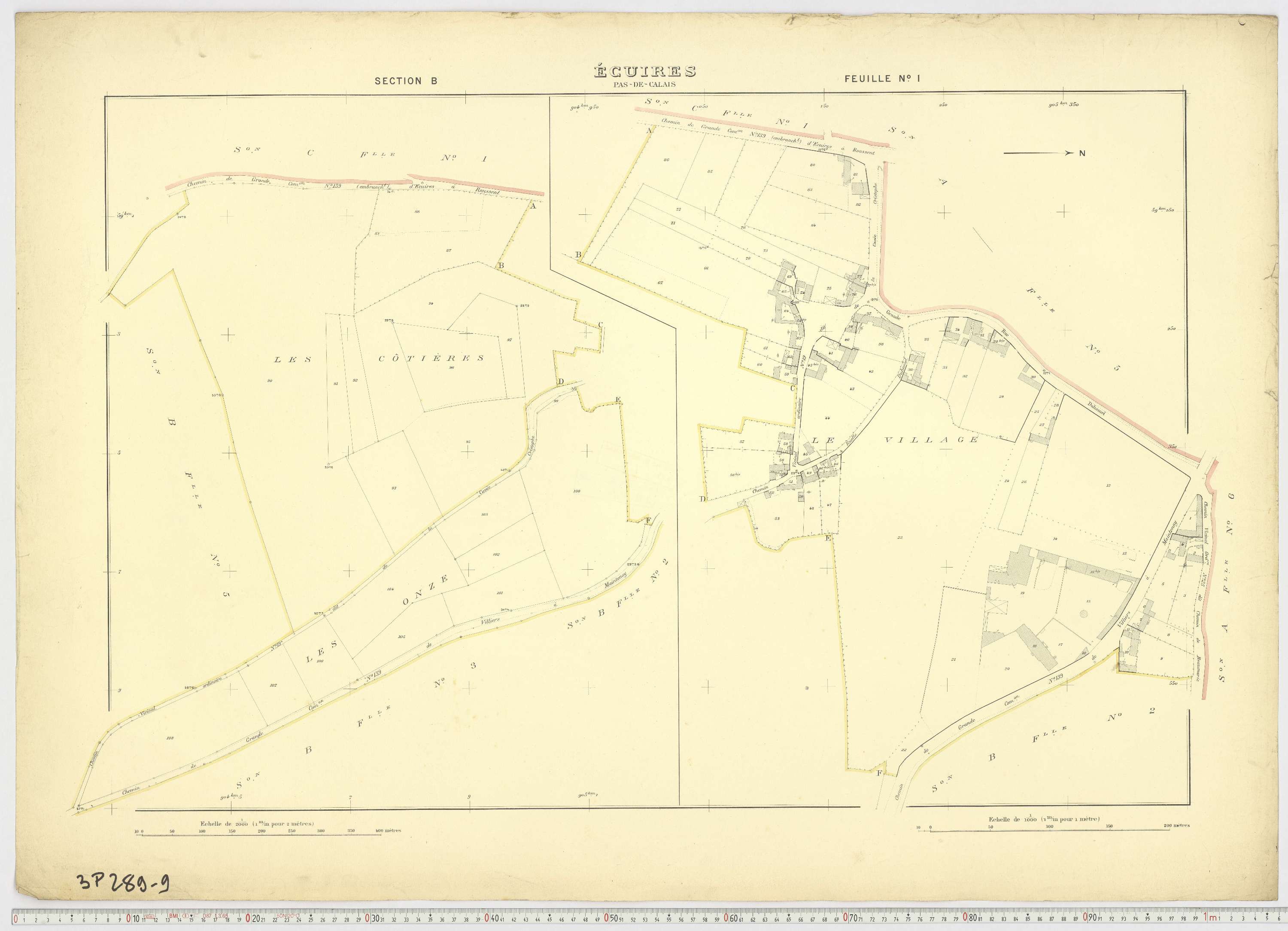 Écuires - Section B, feuille 1.
