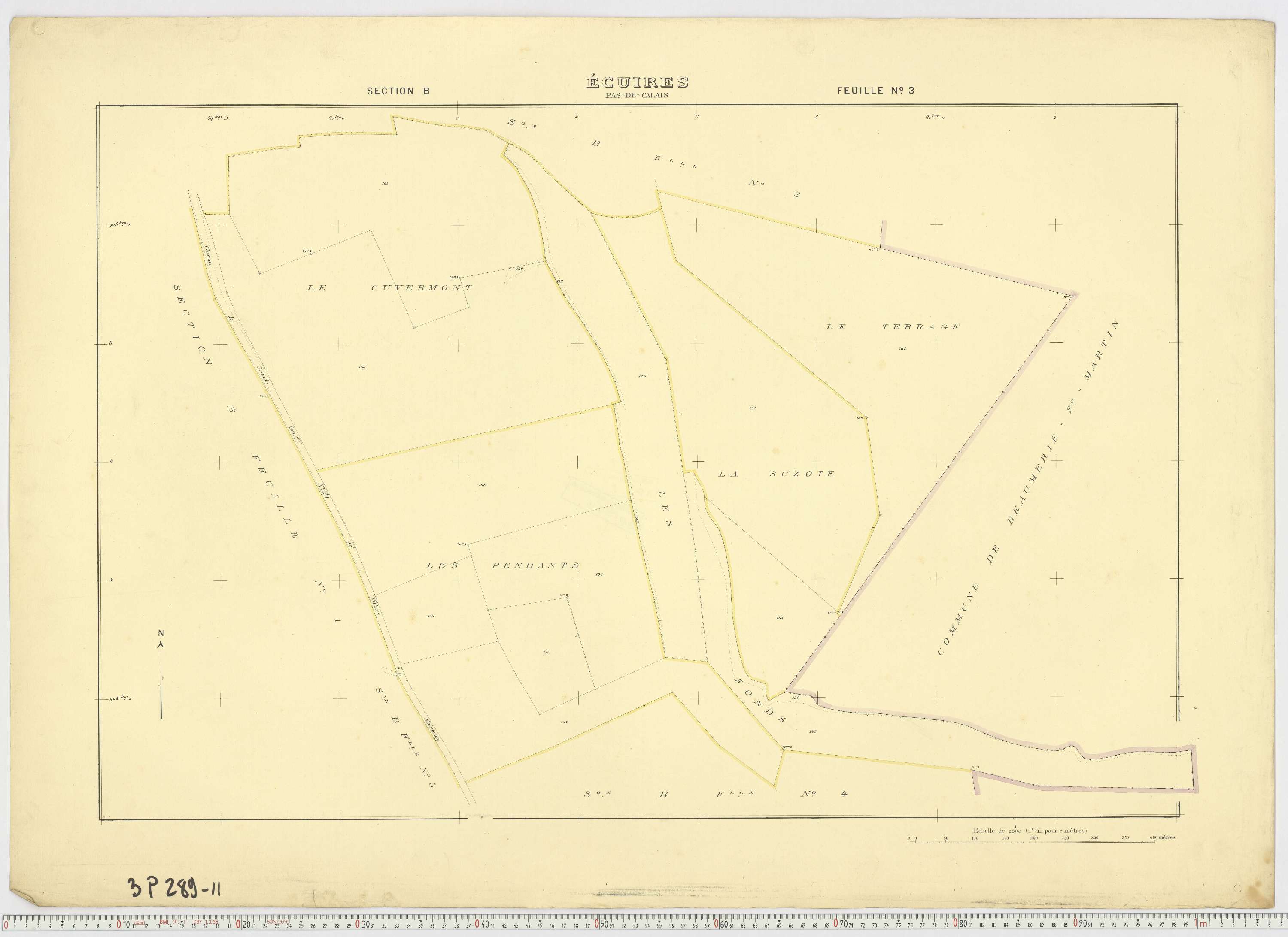 Écuires - Section B, feuille 3.