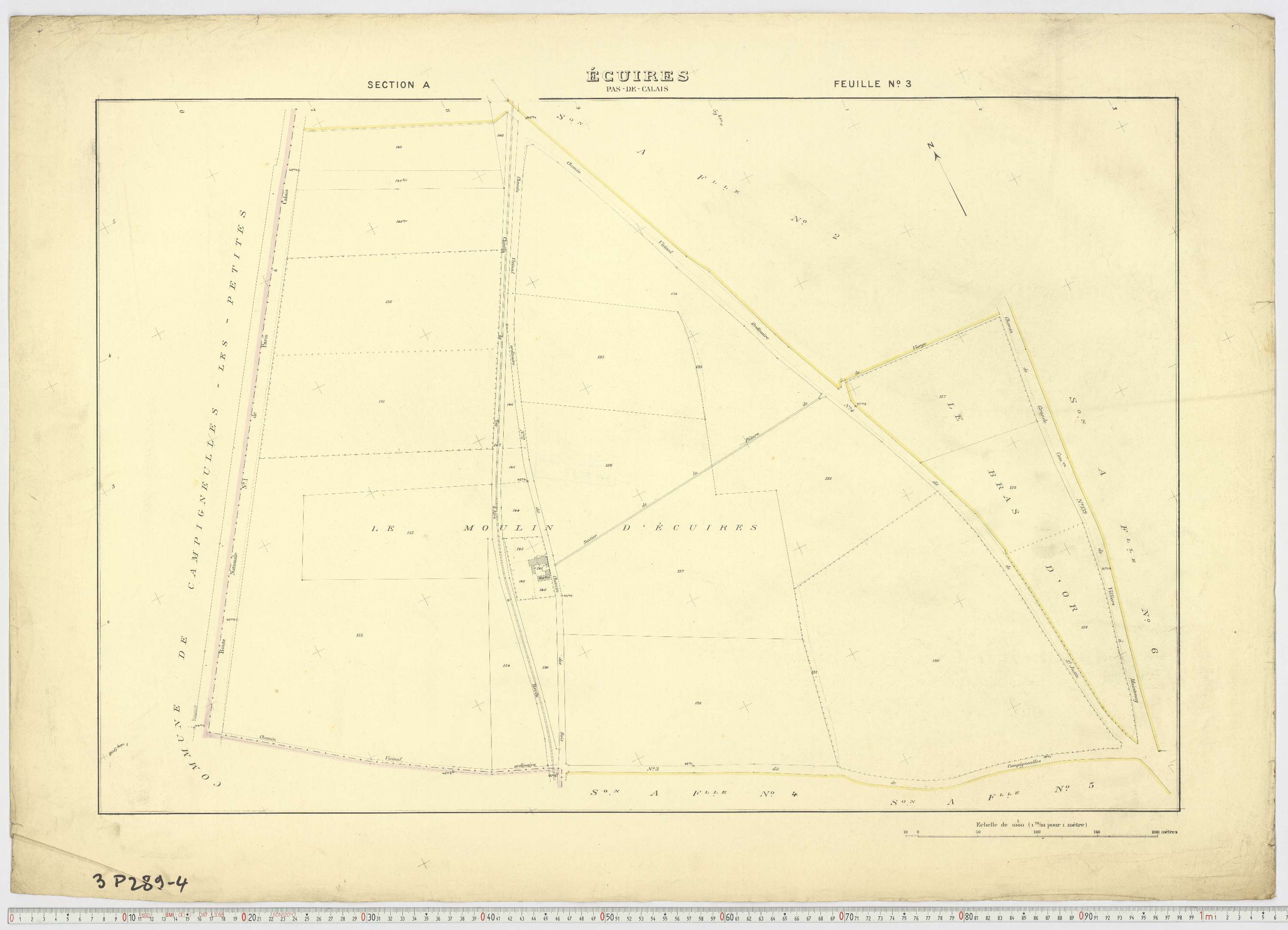 Écuires - Section A, feuille 3.