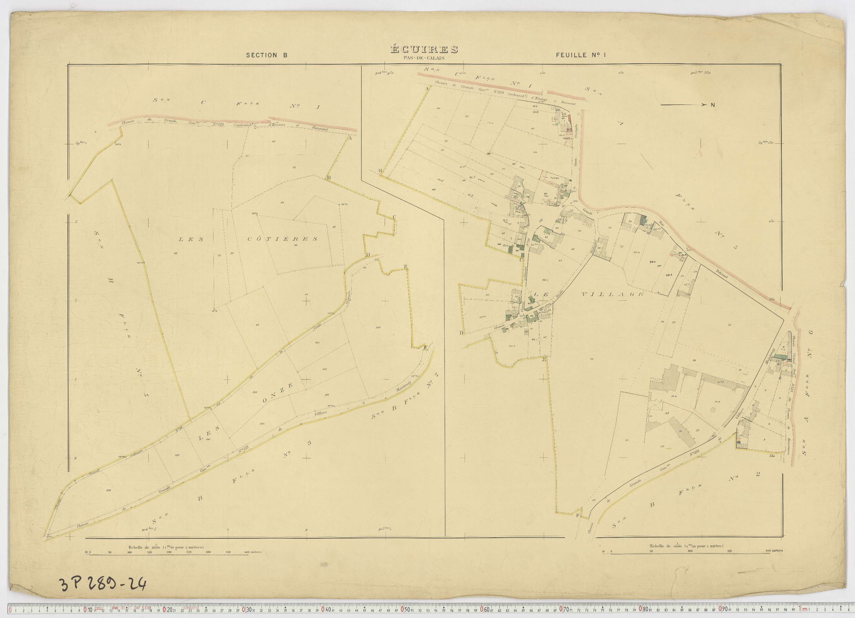 Écuires - Section B, feuille 1.