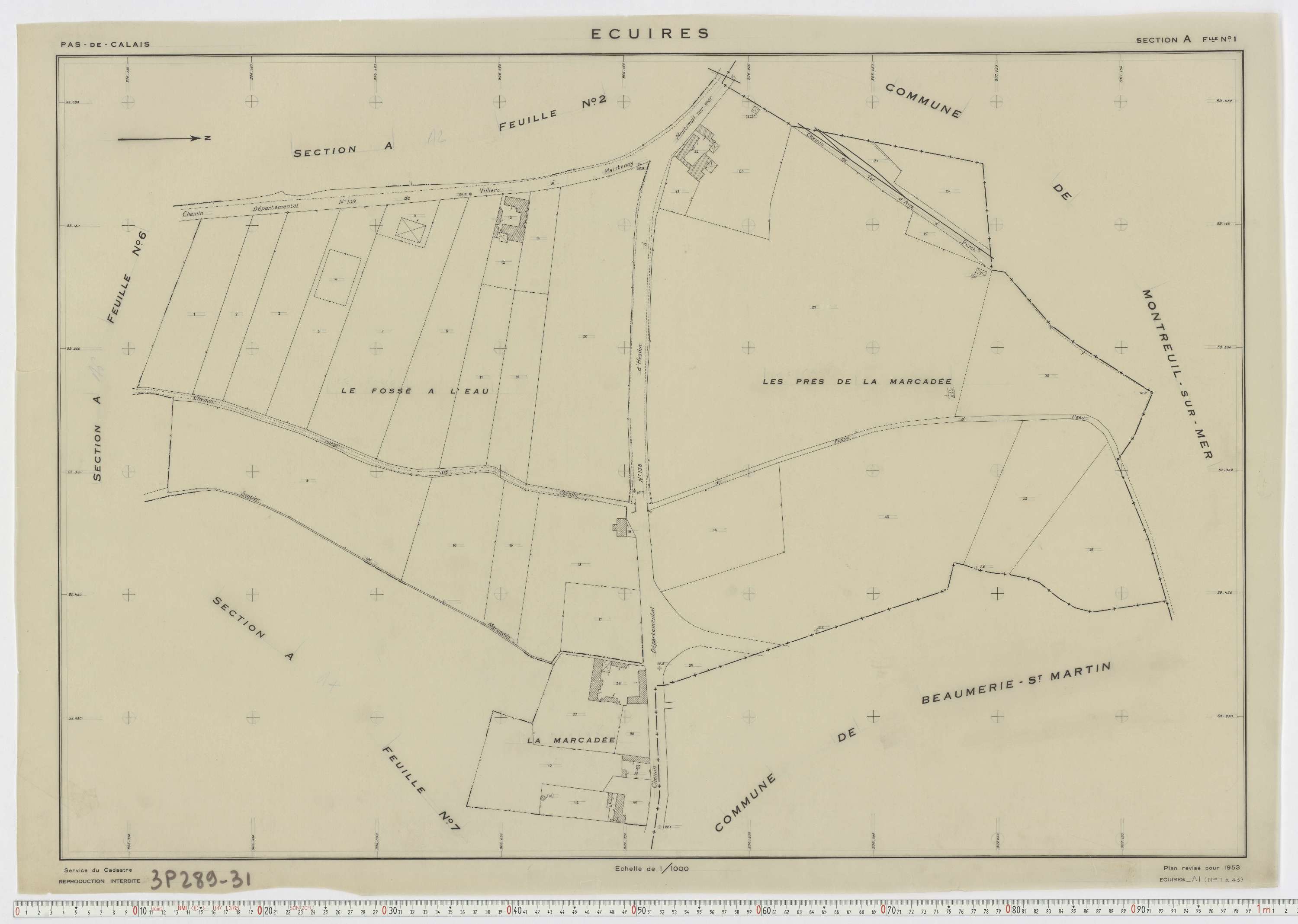 Écuires - Section A, feuille 1.