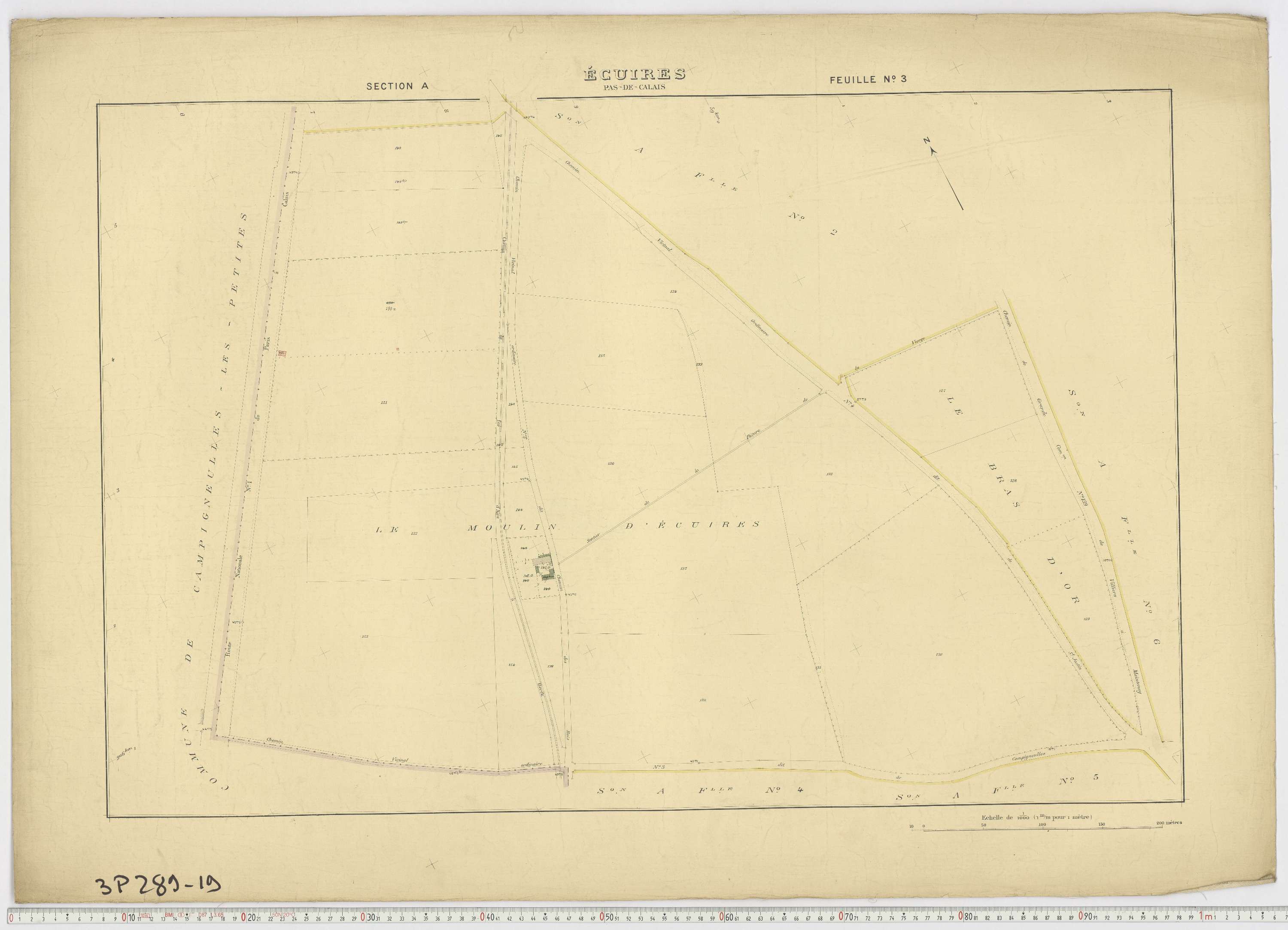 Écuires - Section A, feuille 3.