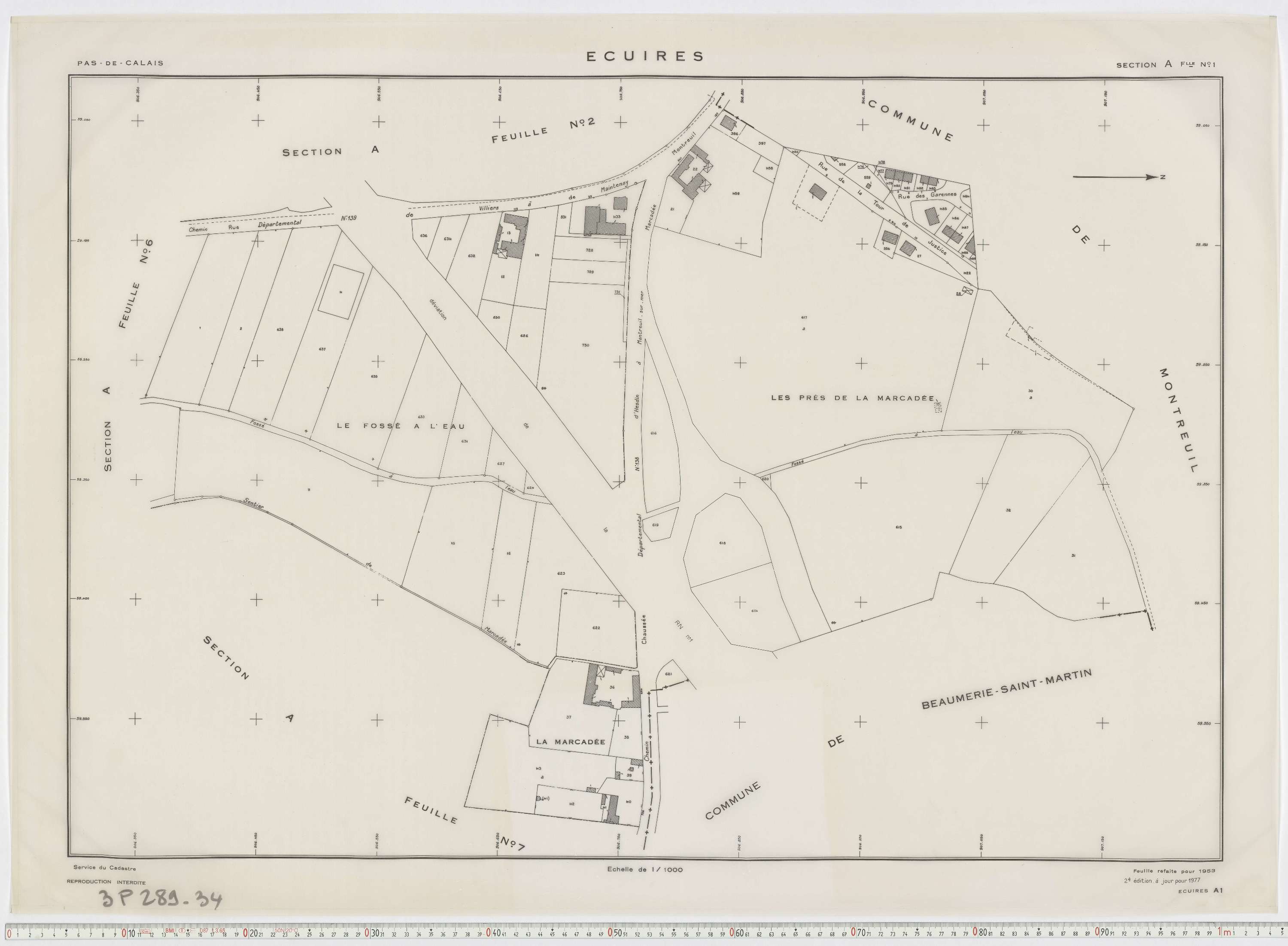 Écuires - Section A, feuille 1.