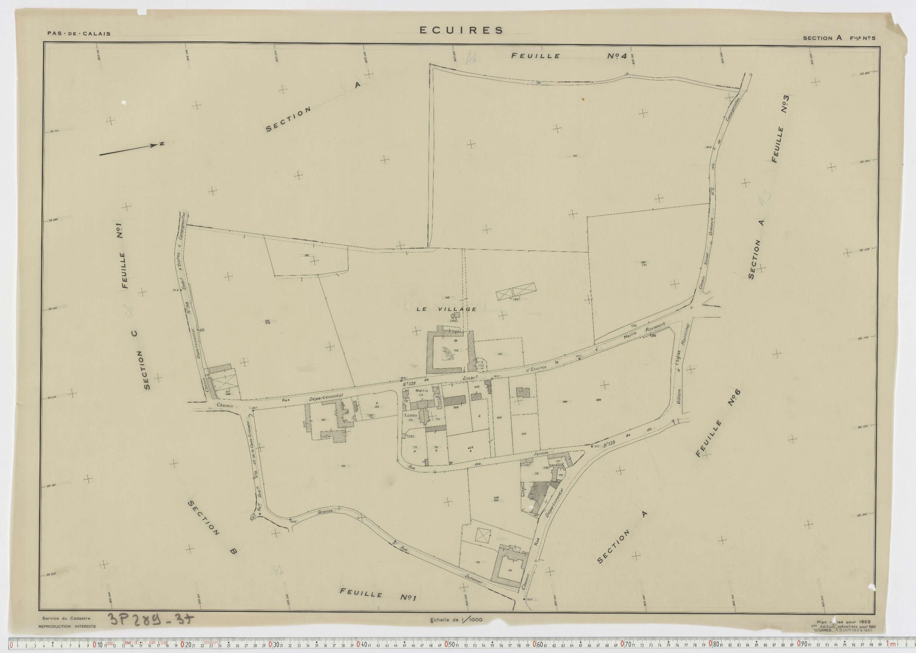 Écuires - Section A, feuille 5.