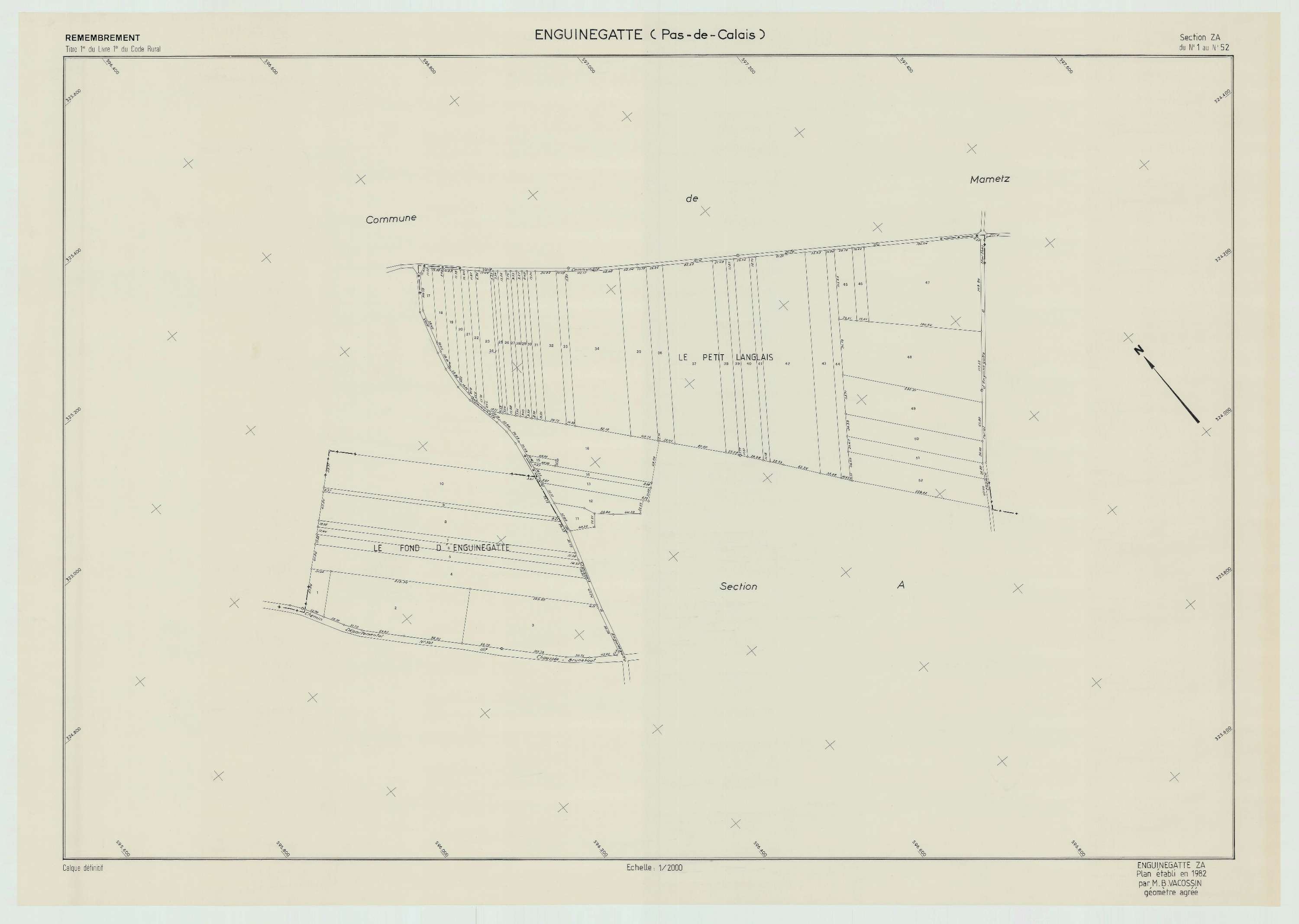 Enguinegatte - Plan de remembrement : section ZA.