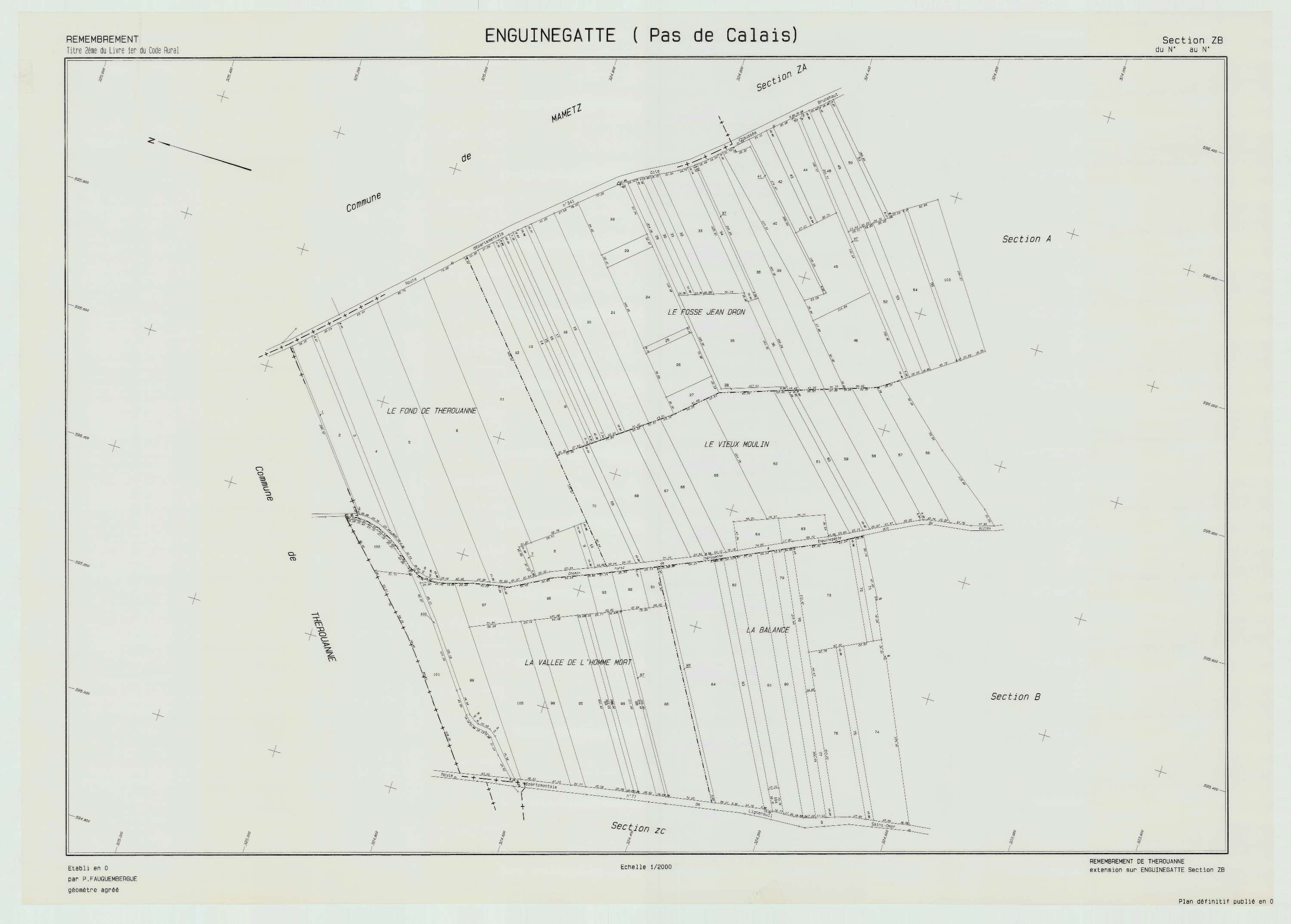 Enguinegatte - Plan de remembrement : section ZB.