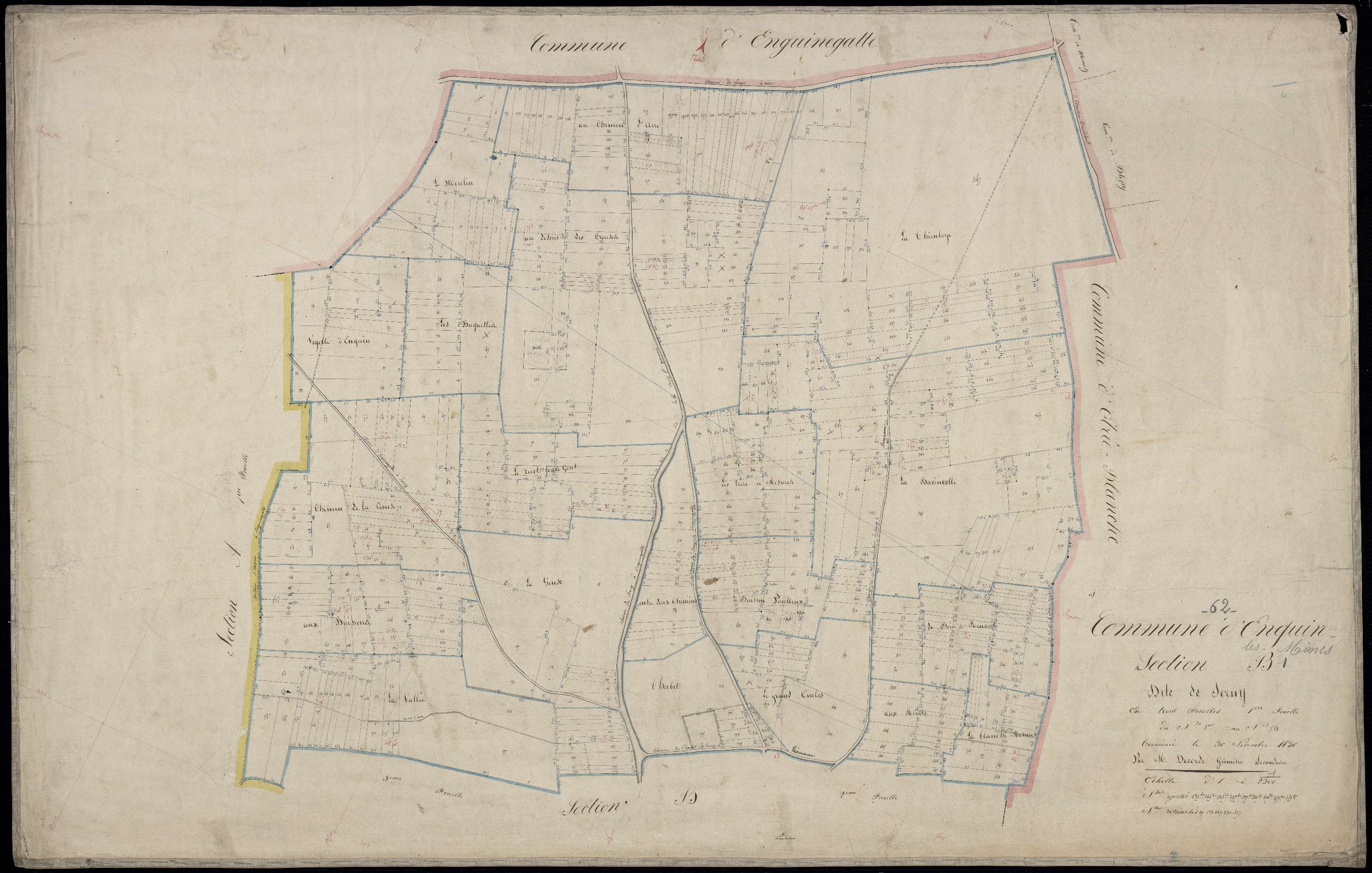Enquin-les-Mines - Section B, 1re feuille