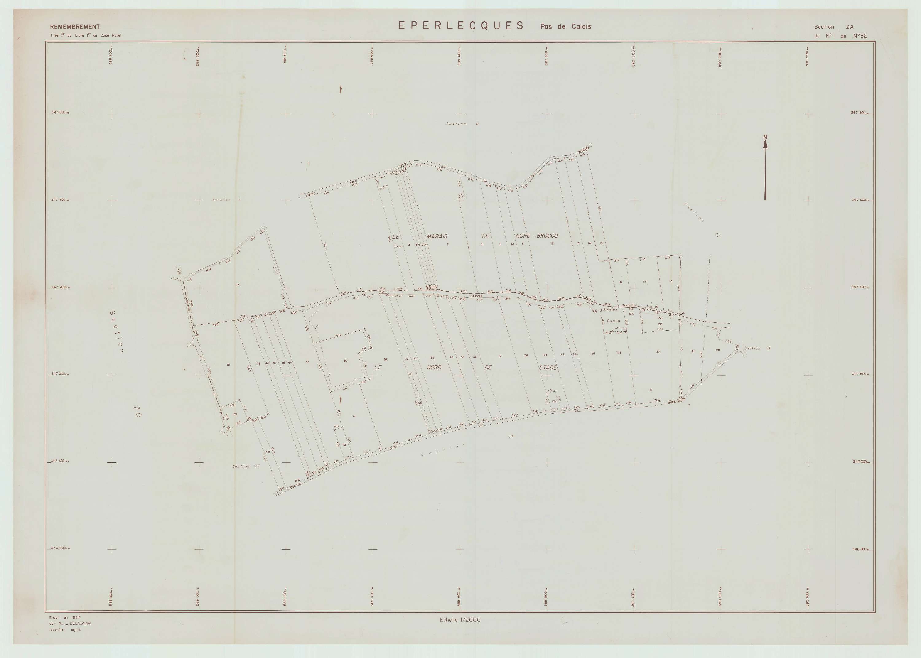 Éperlecques - Plan de remembrement : section ZA.