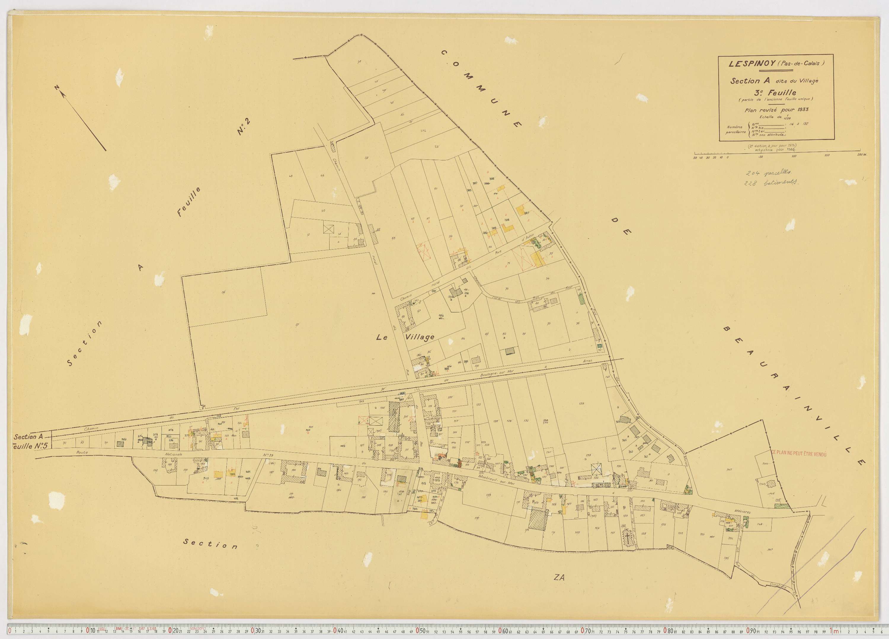 Épinoy - Section A, feuille 3.