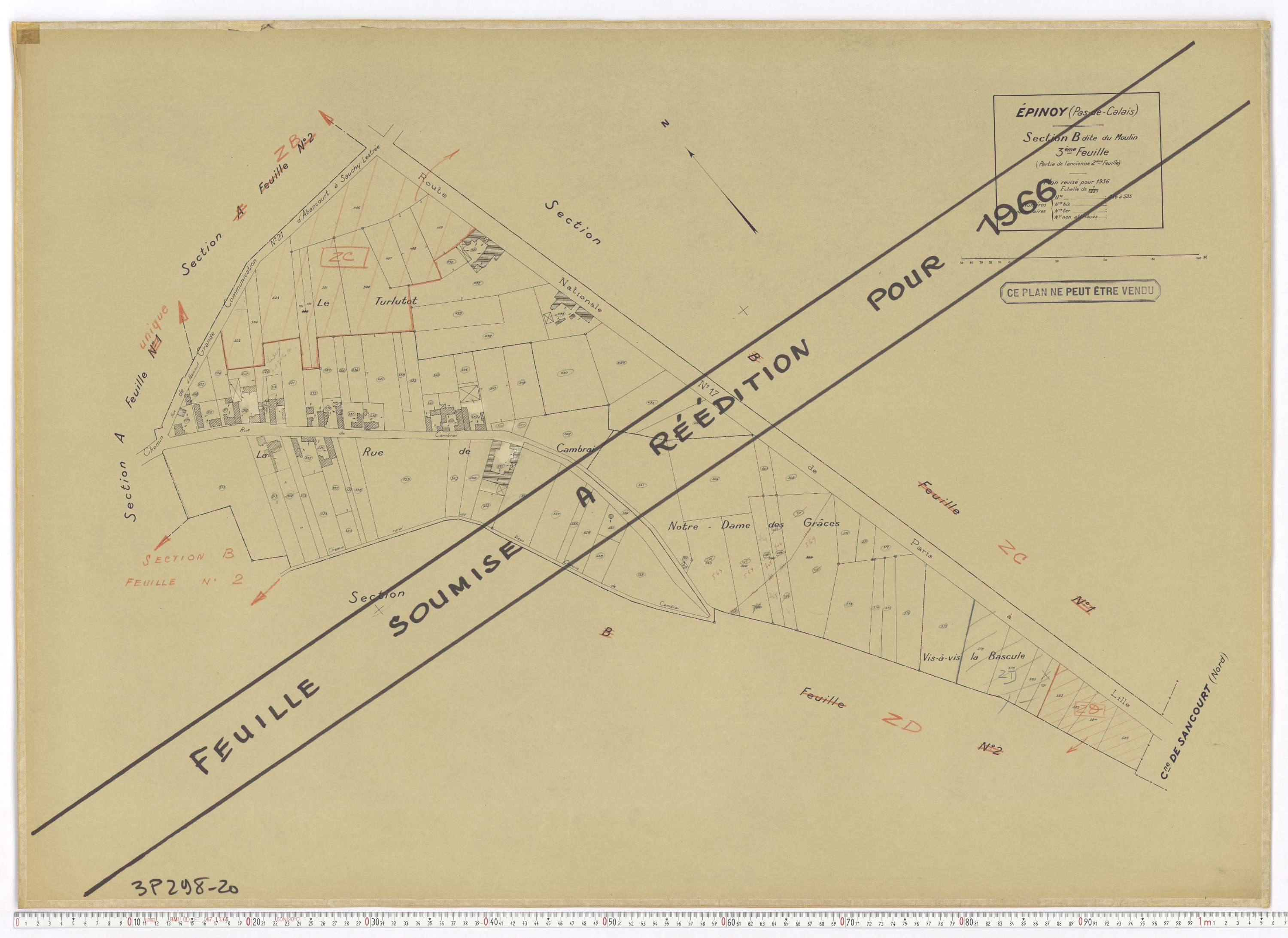Épinoy - Section B, feuille 3.