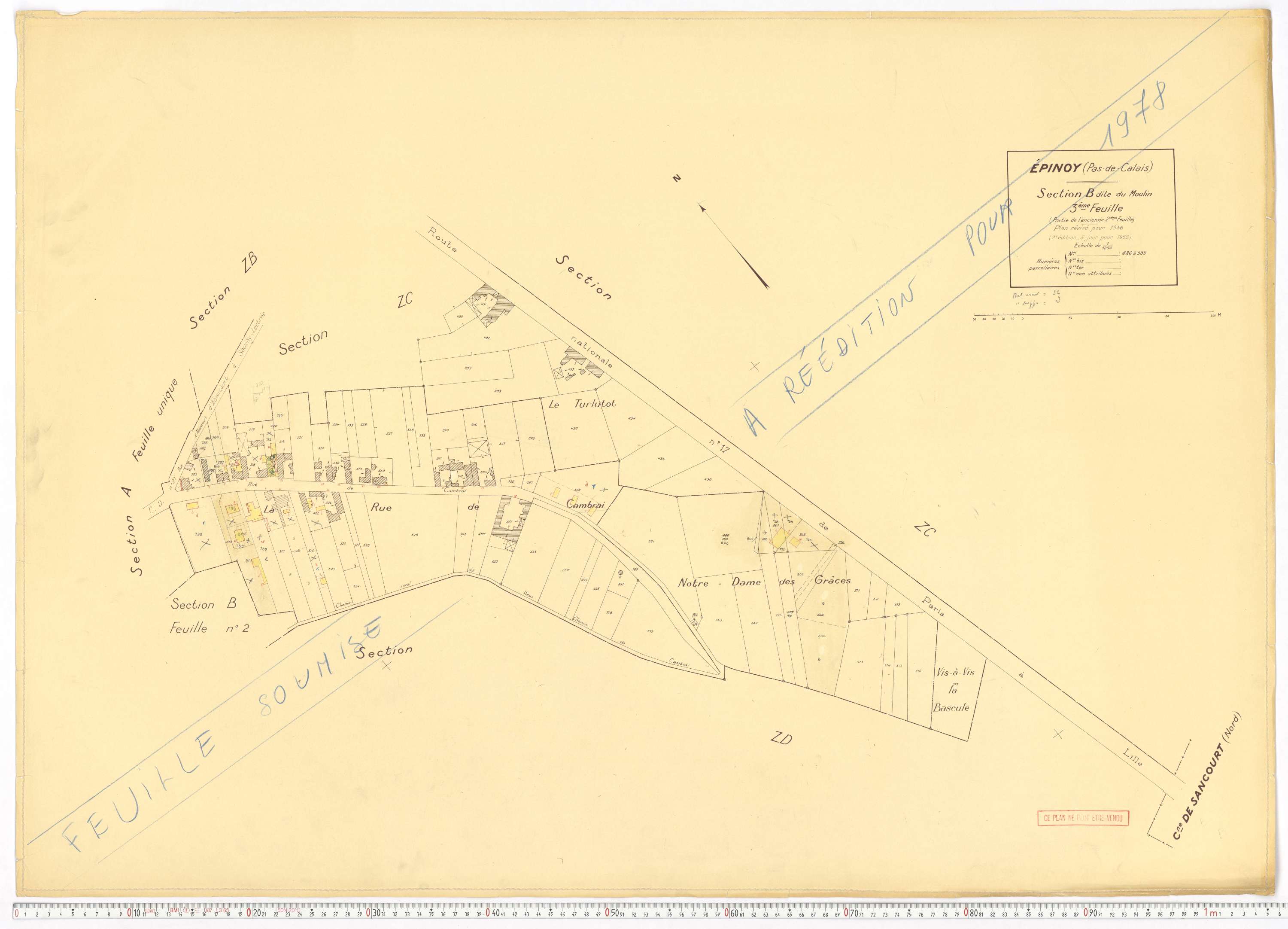 Épinoy - Section B, feuille 3.
