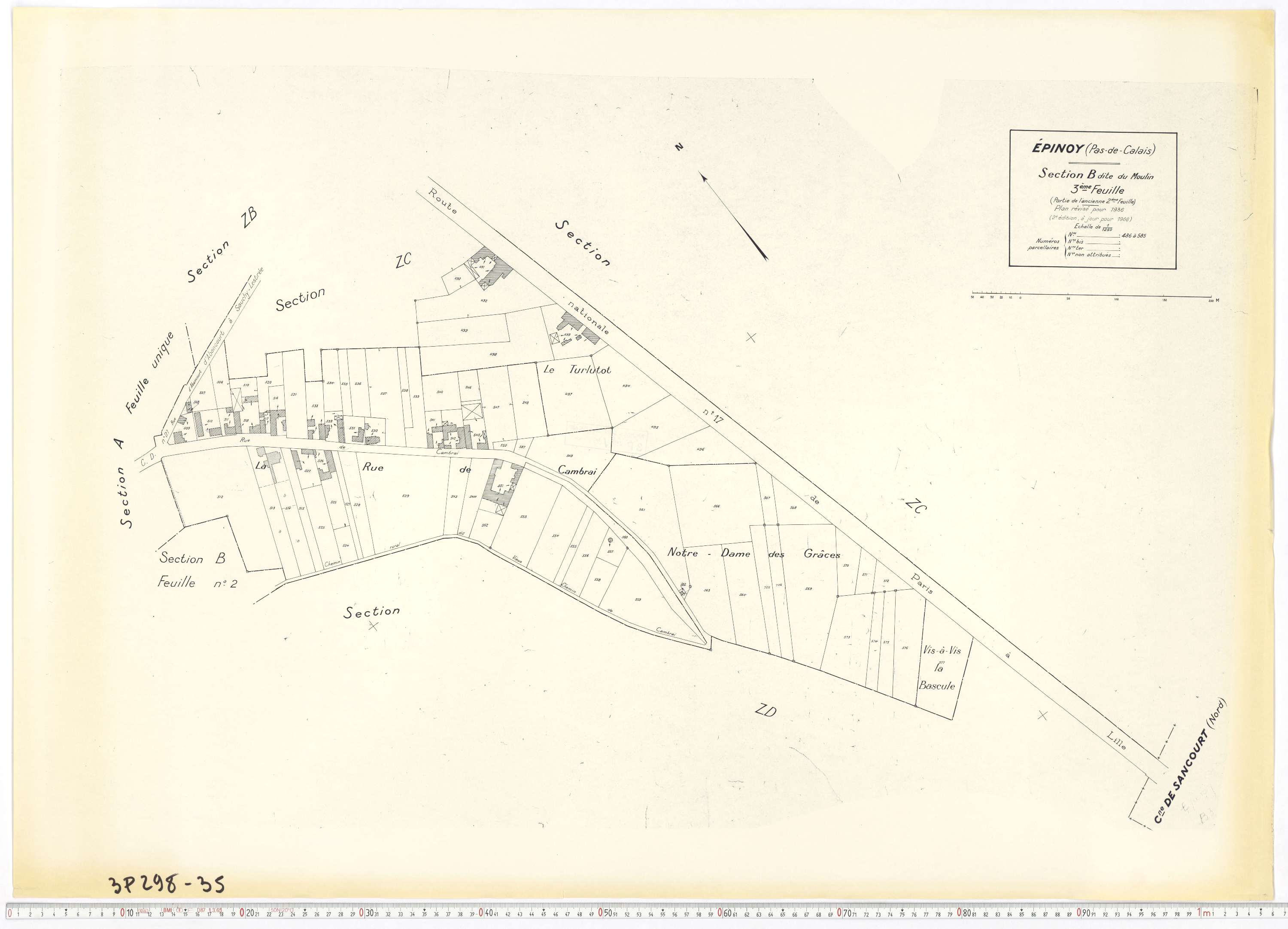 Épinoy - Section B, feuille 3.