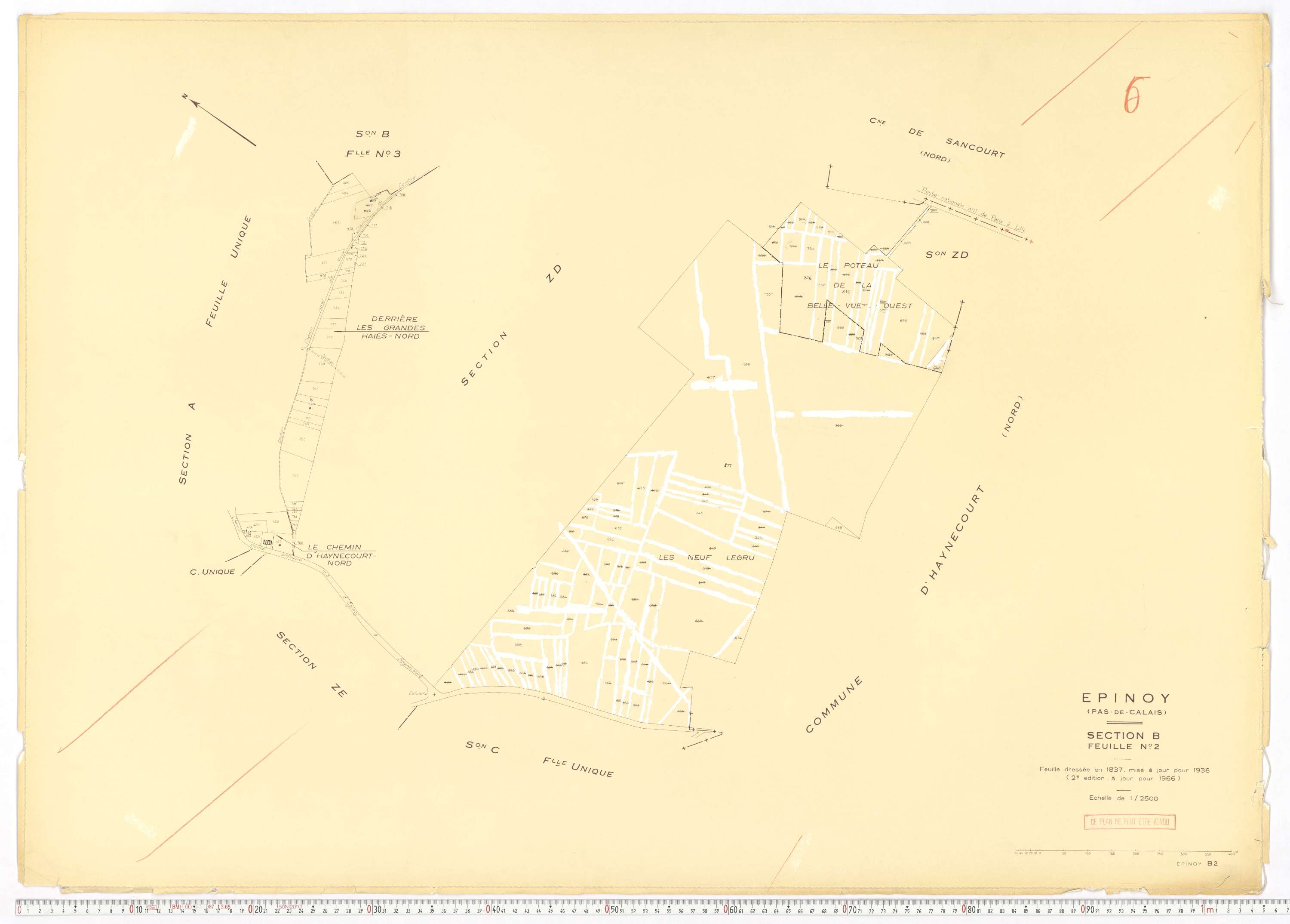 Épinoy - Section B, feuille 2.
