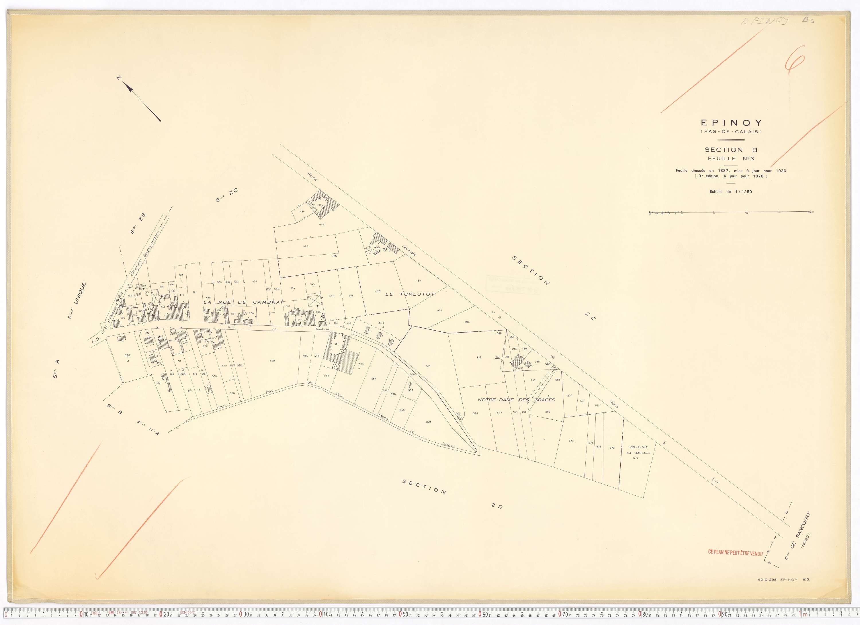 Épinoy - Section B, feuille 3.