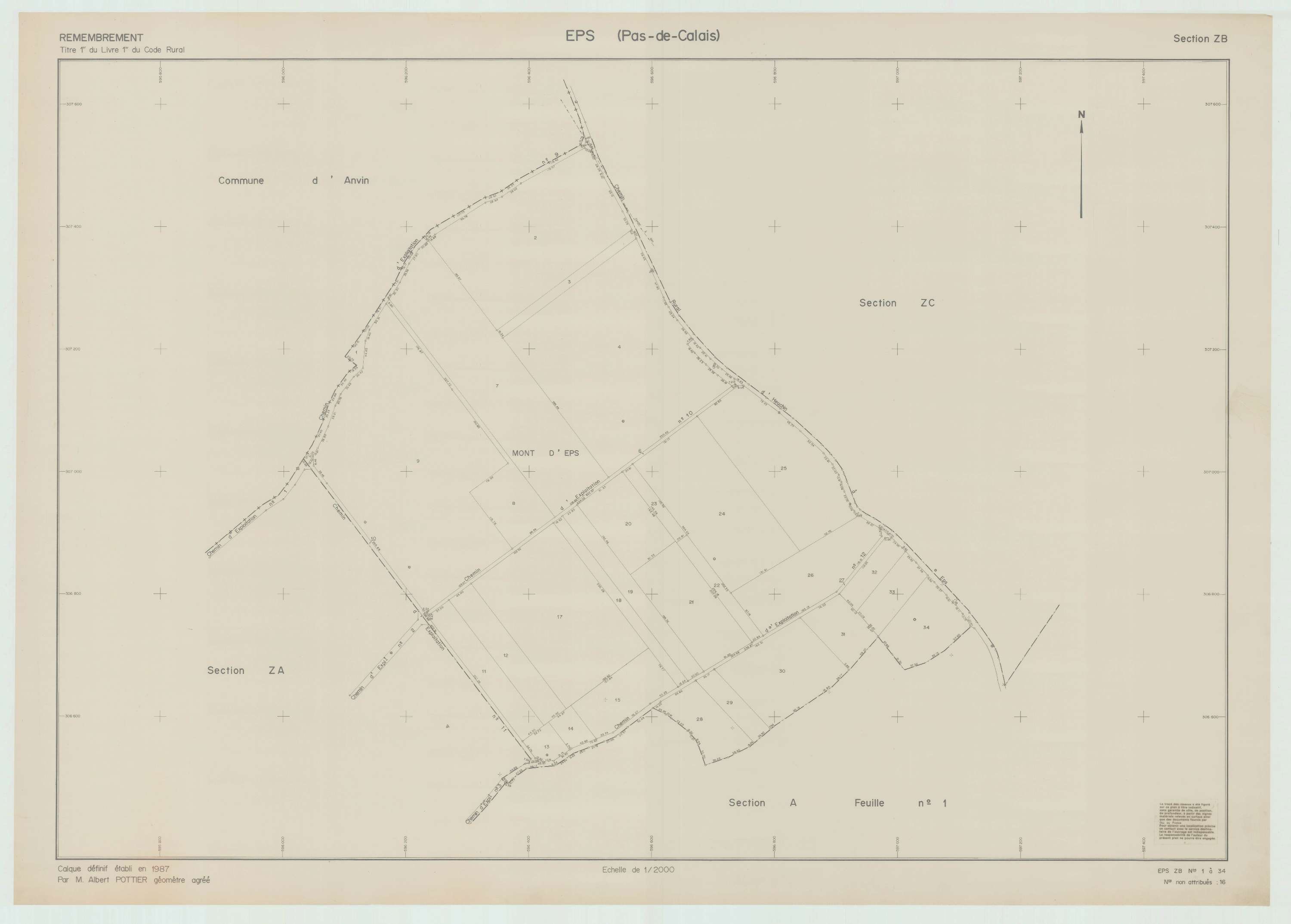 Eps - Plan de remembrement : section ZB.