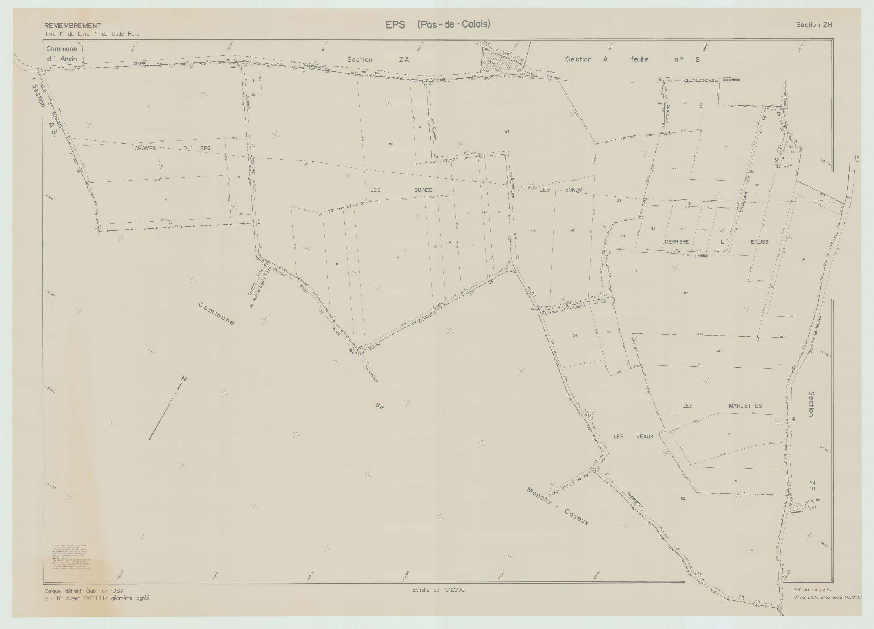 Eps - Plan de remembrement : section ZH.