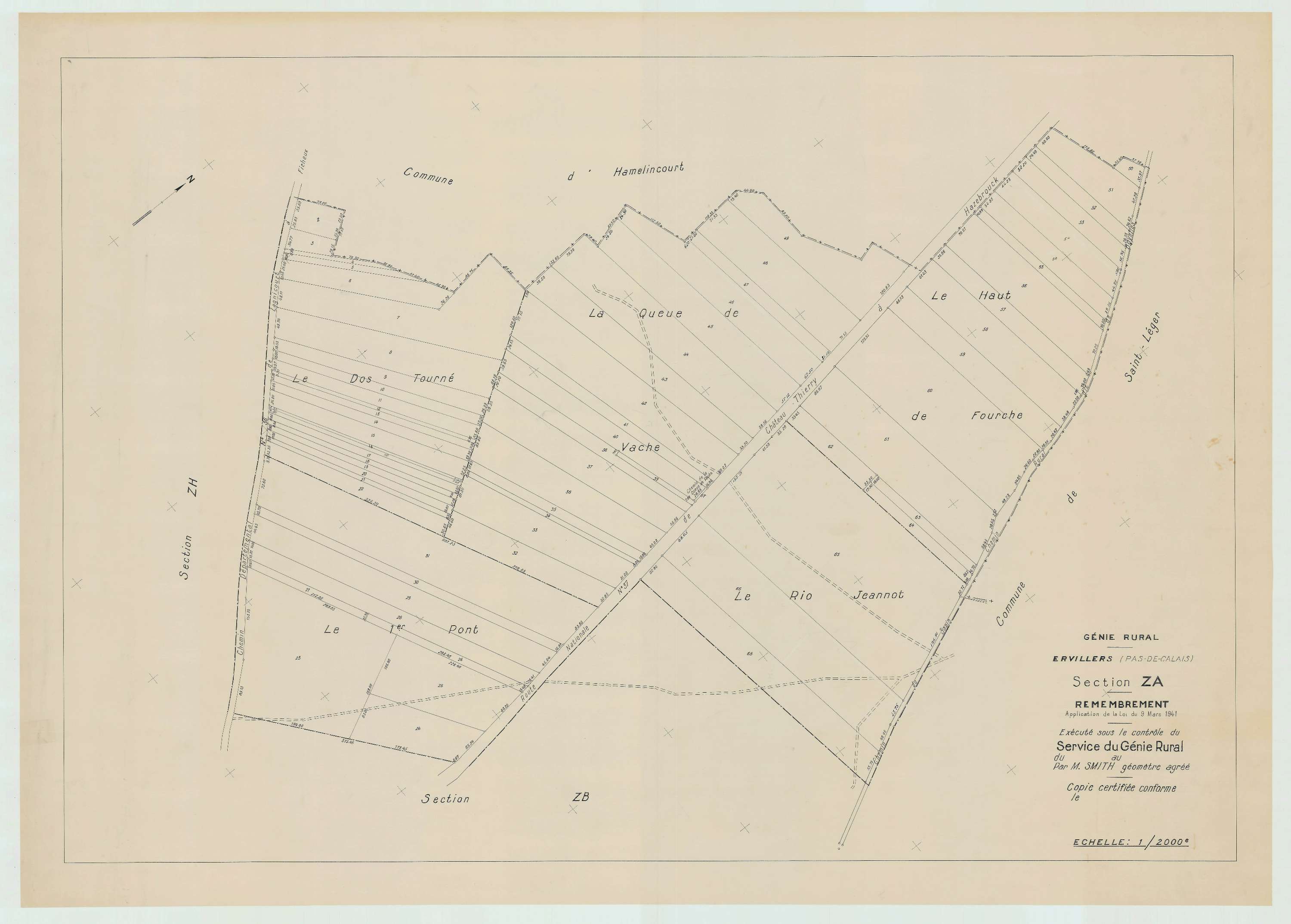 Ervillers - Plan de remembrement : section ZA.