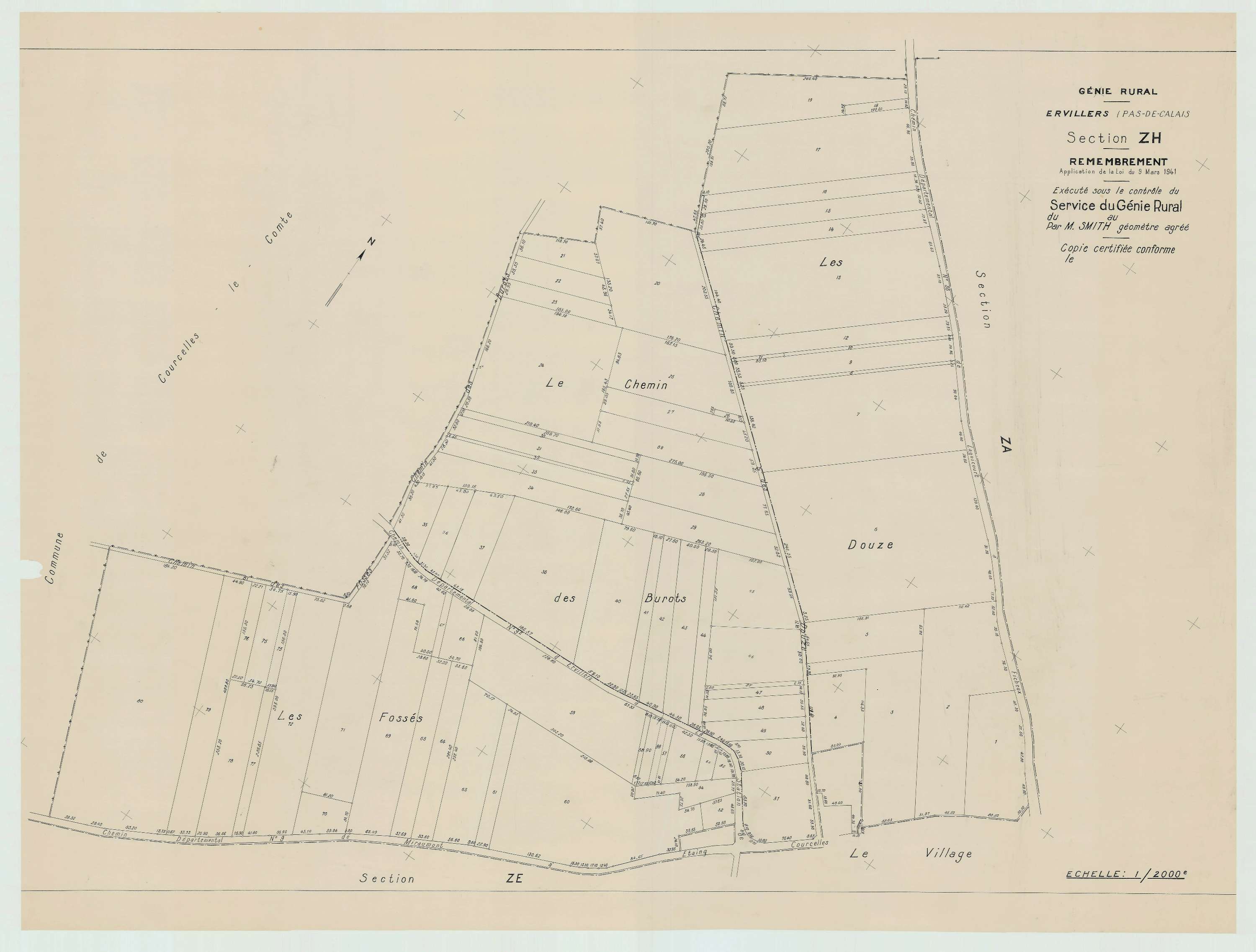 Ervillers - Plan de remembrement : section ZH.