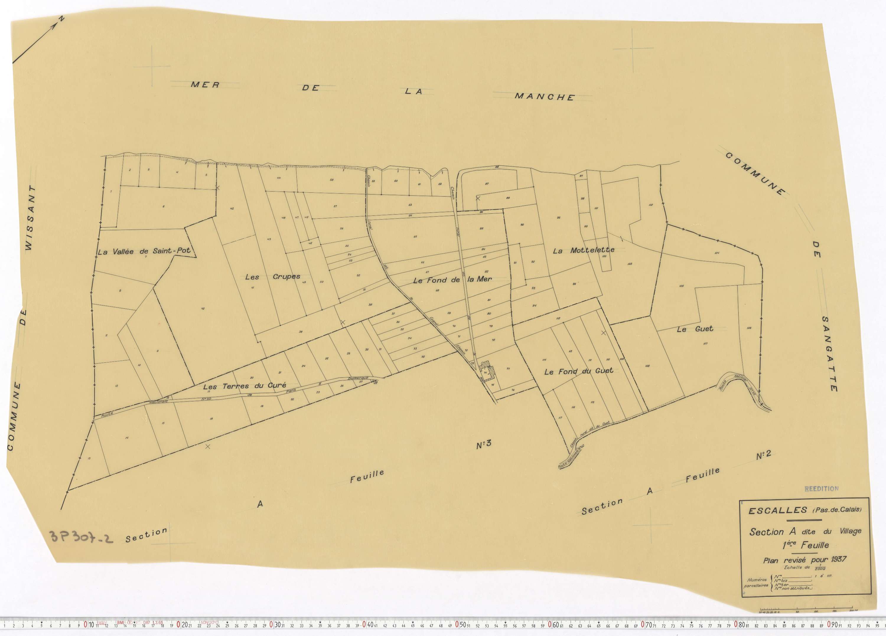 Escalles - Section A, feuille 1.
