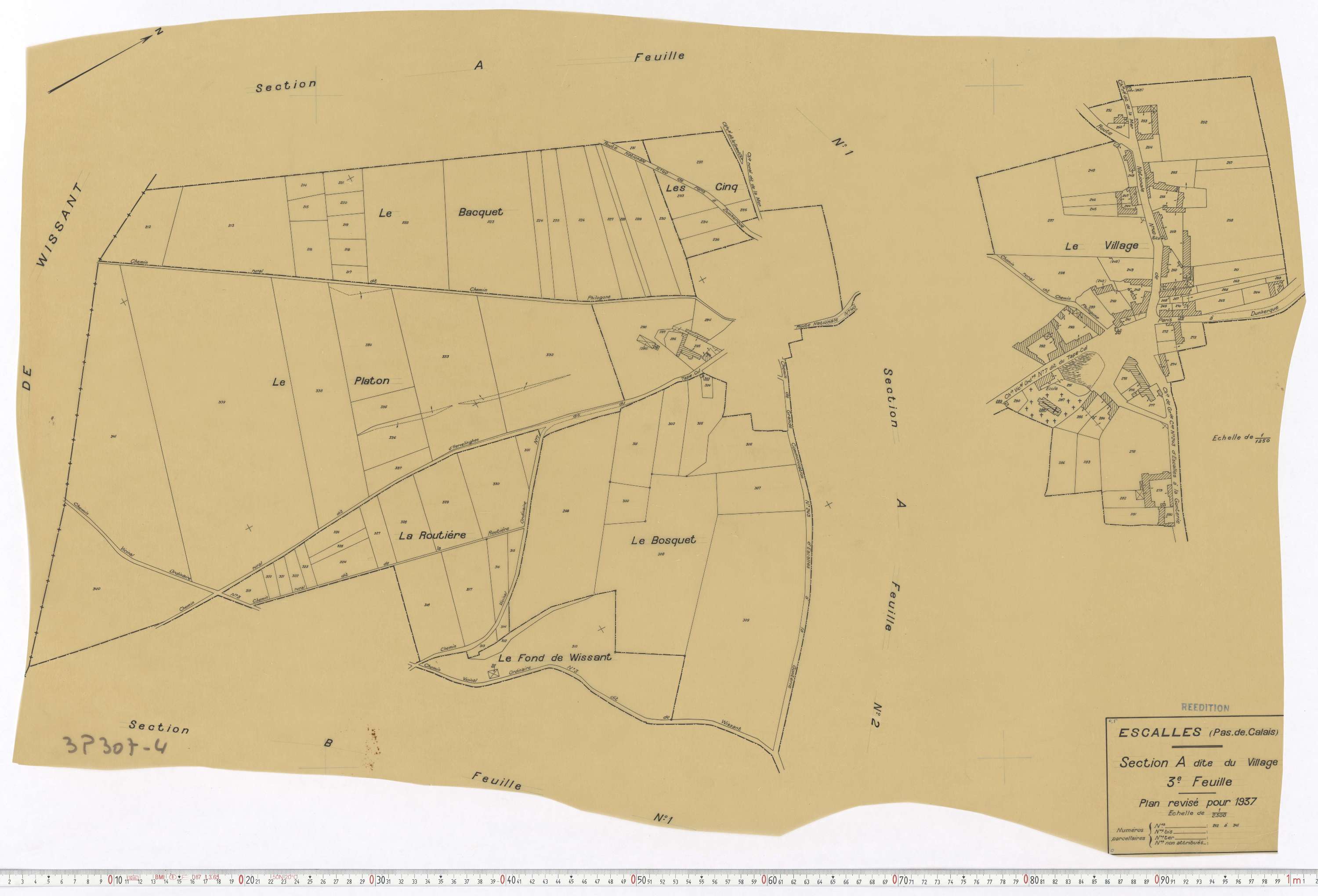 Escalles - Section A, feuille 3.