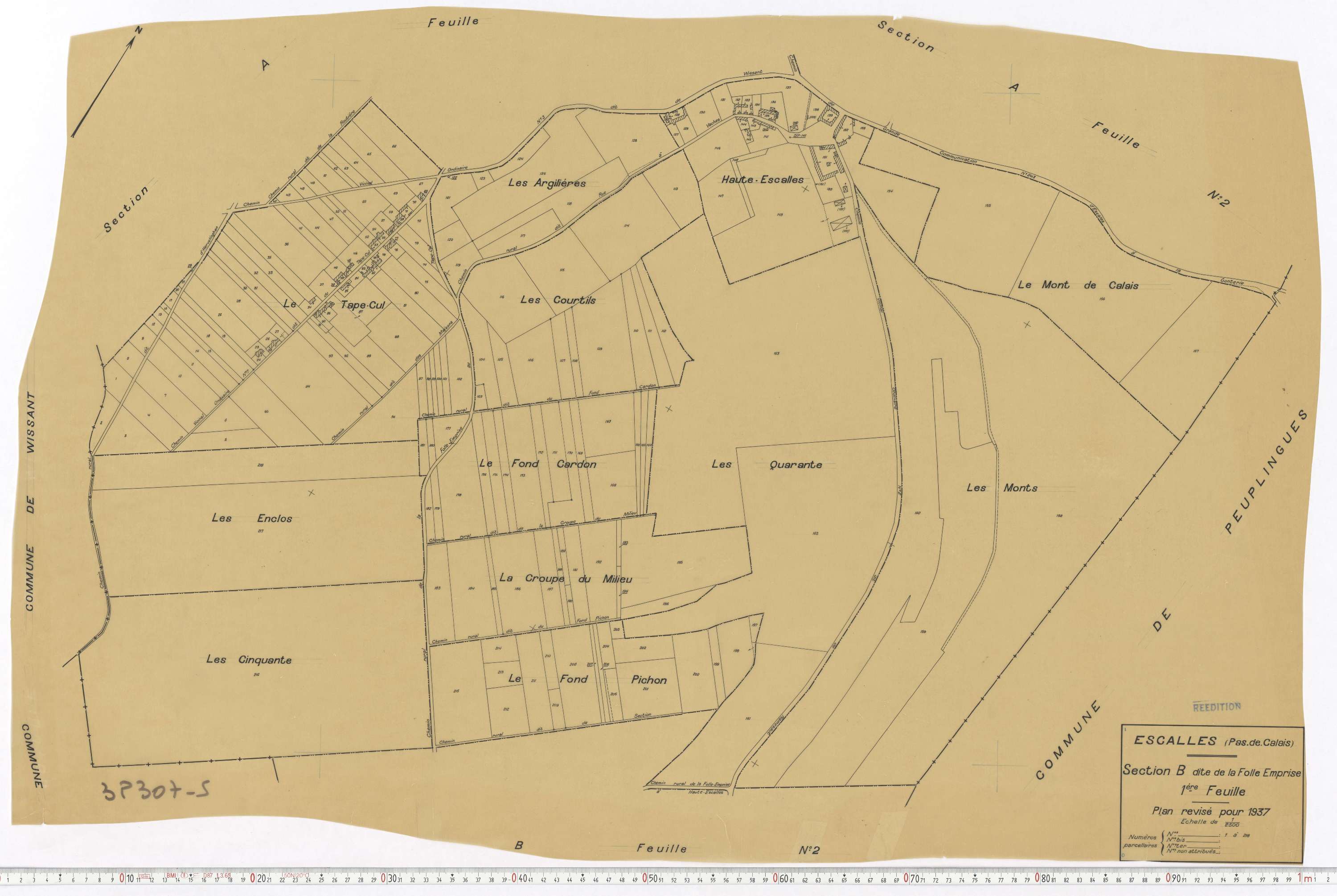 Escalles - Section B, feuille 1.
