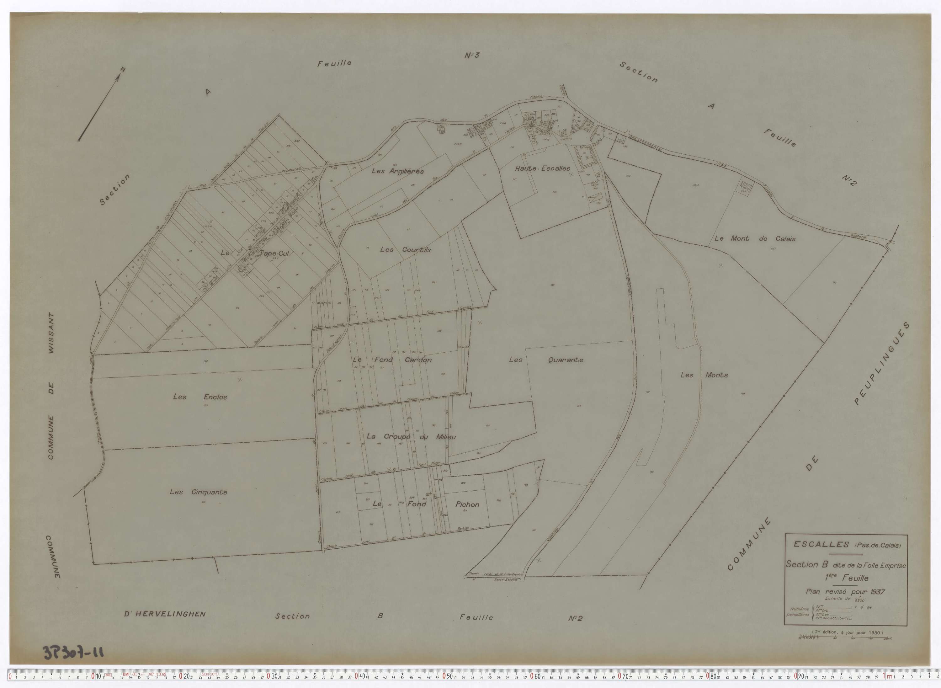 Escalles - Section B, feuille 1.