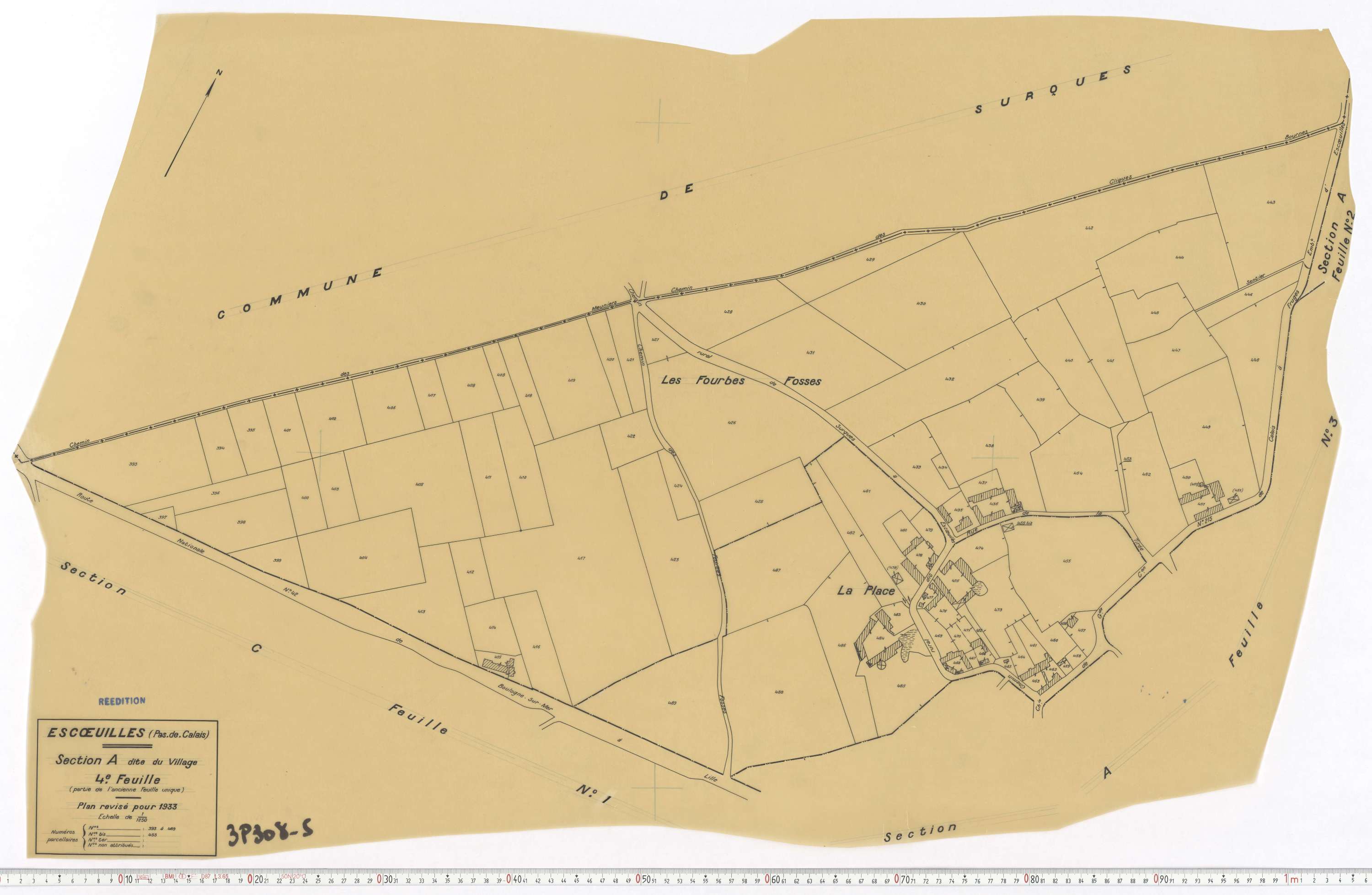 Escœuilles - Section A, feuille 4.