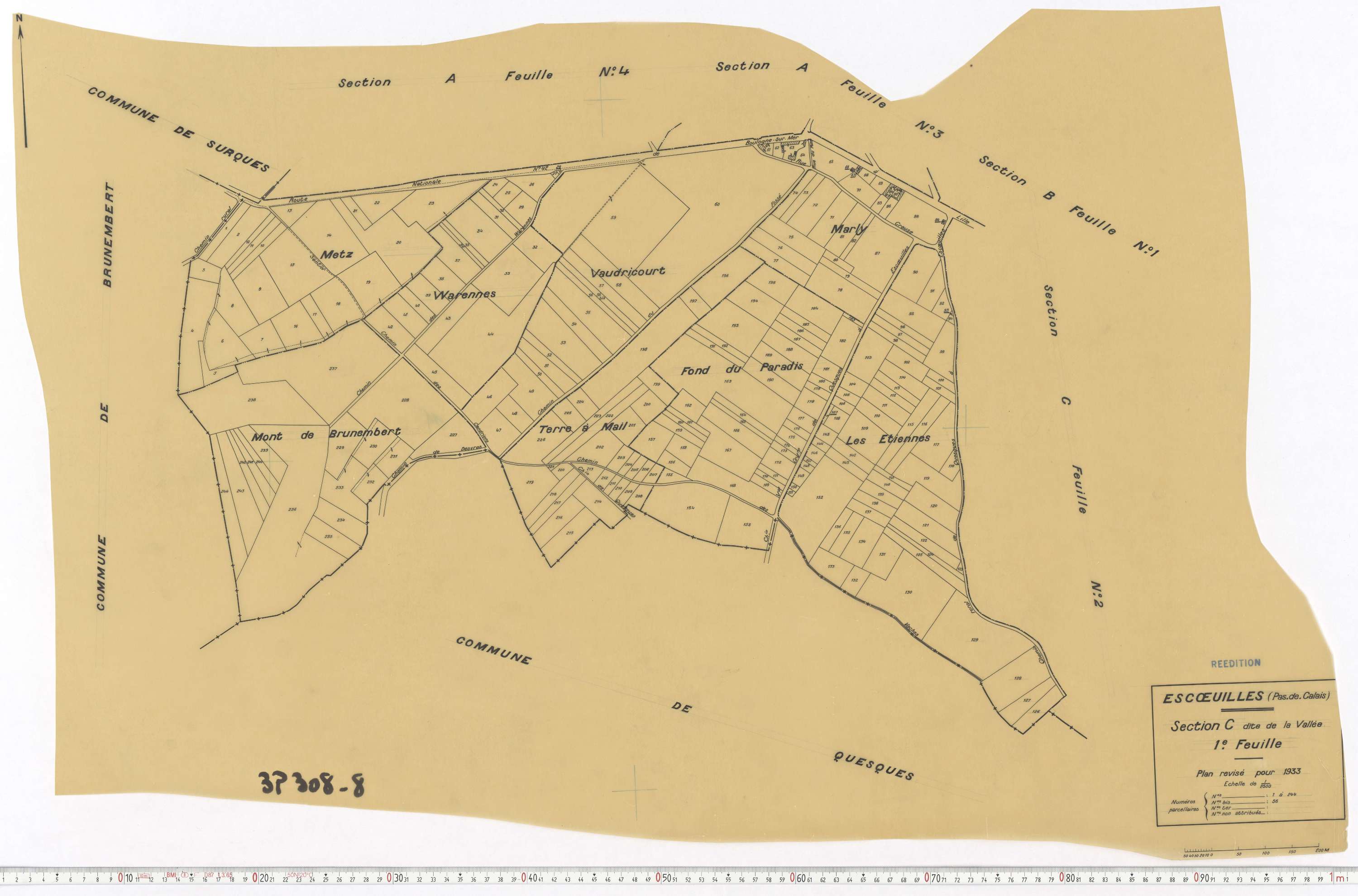 Escœuilles - Section C, feuille 1.