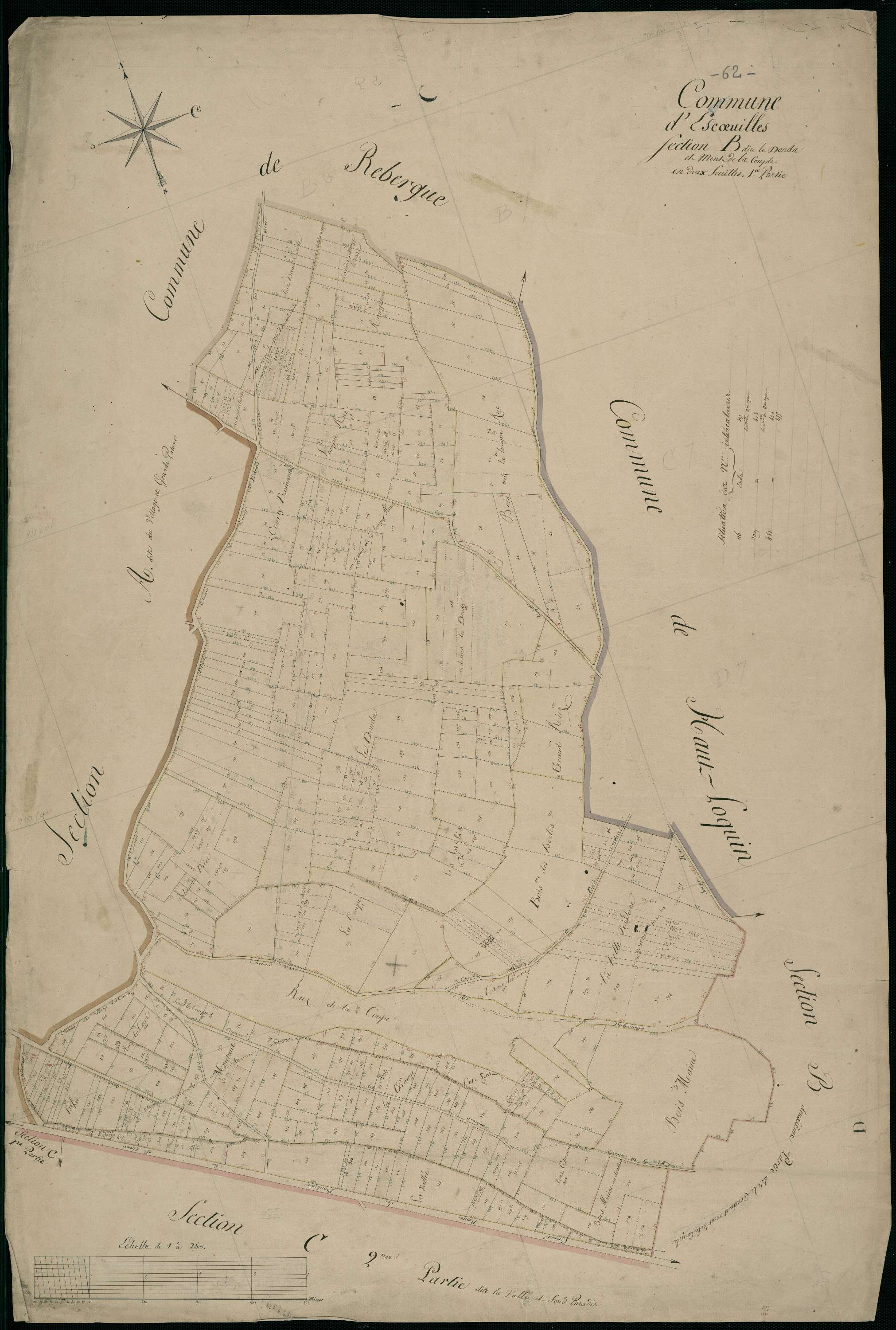 Escœuilles - Section B, 1re feuille
