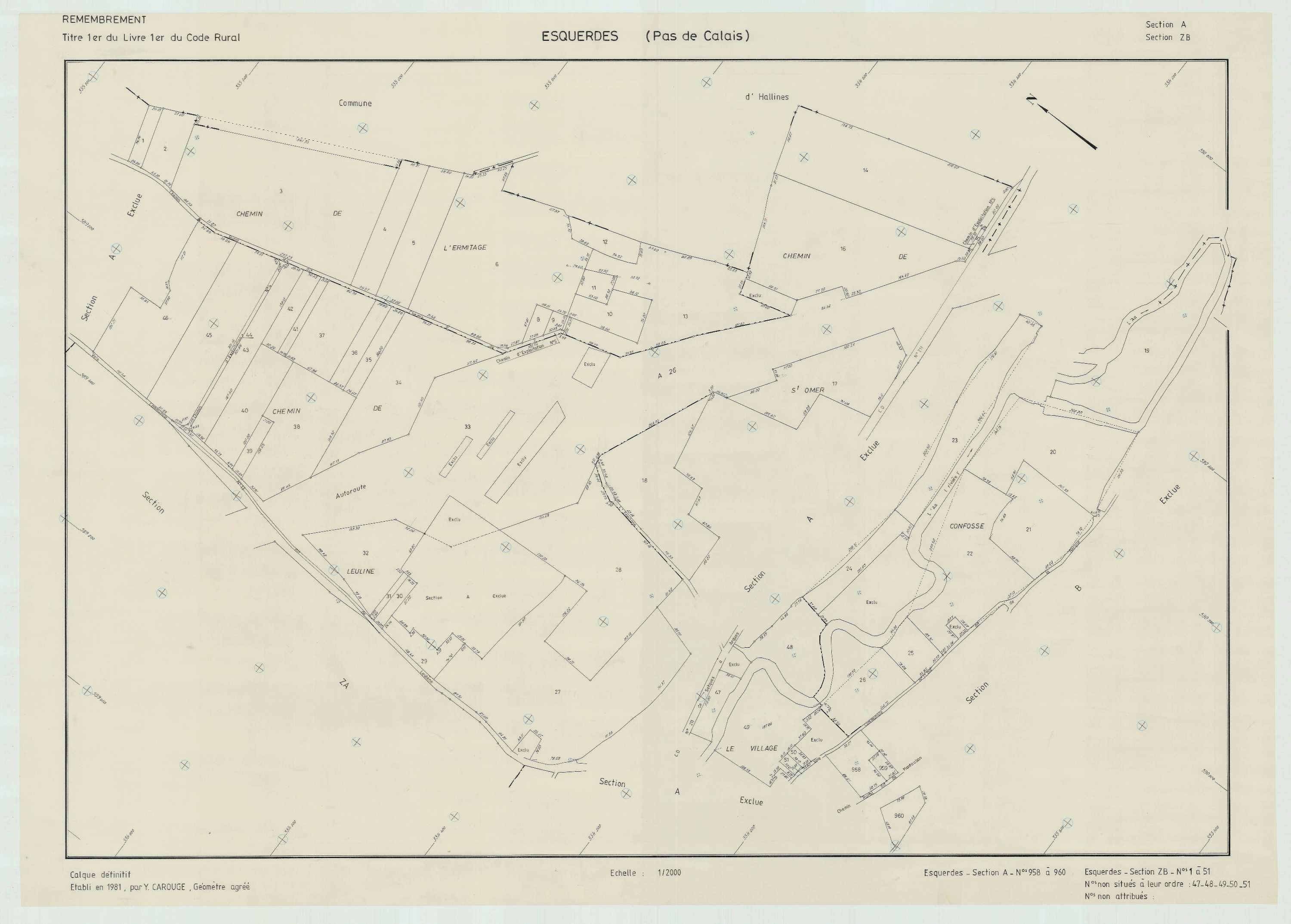 Esquerdes - Plan de remembrement : section ZB.
