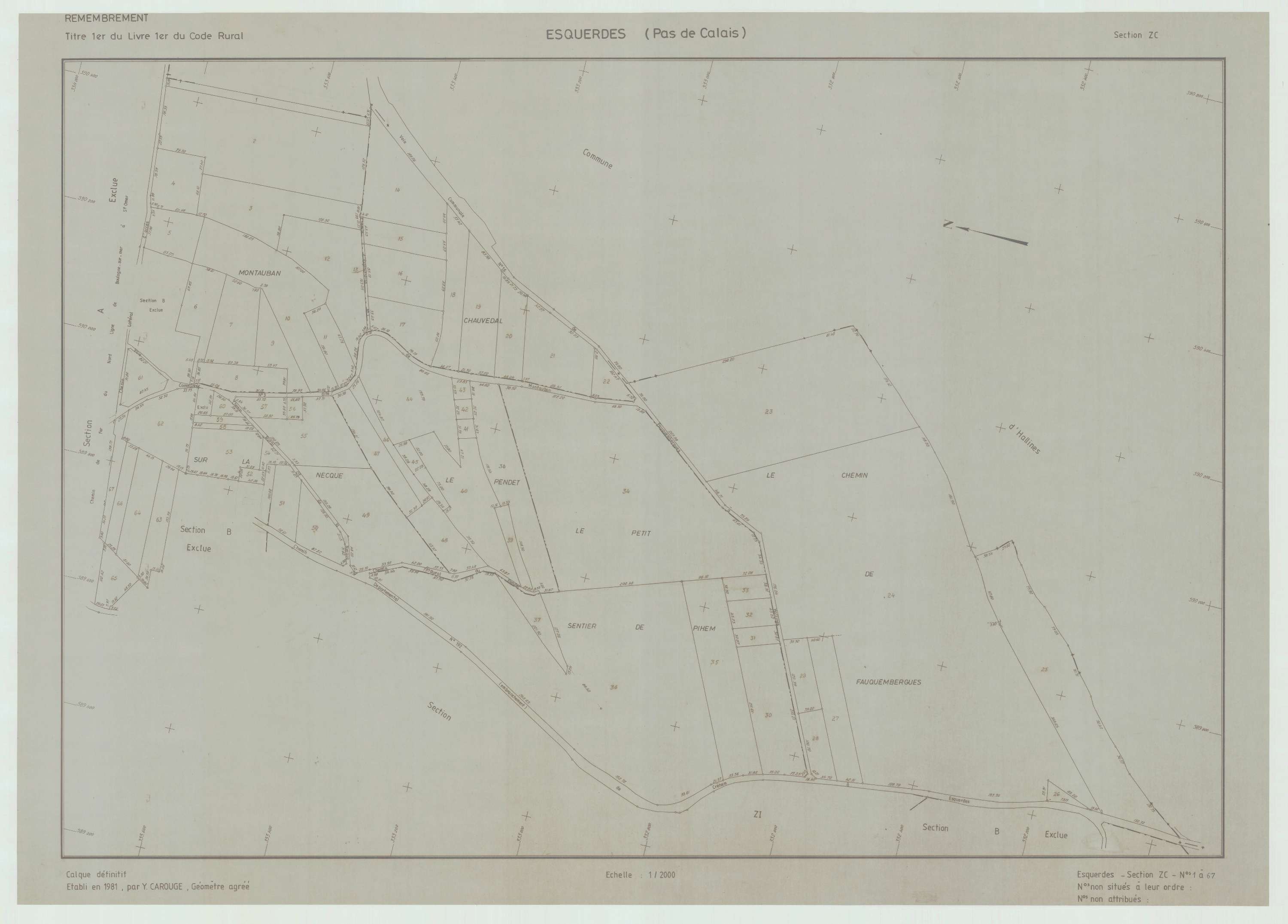 Esquerdes - Plan de remembrement : section ZC.
