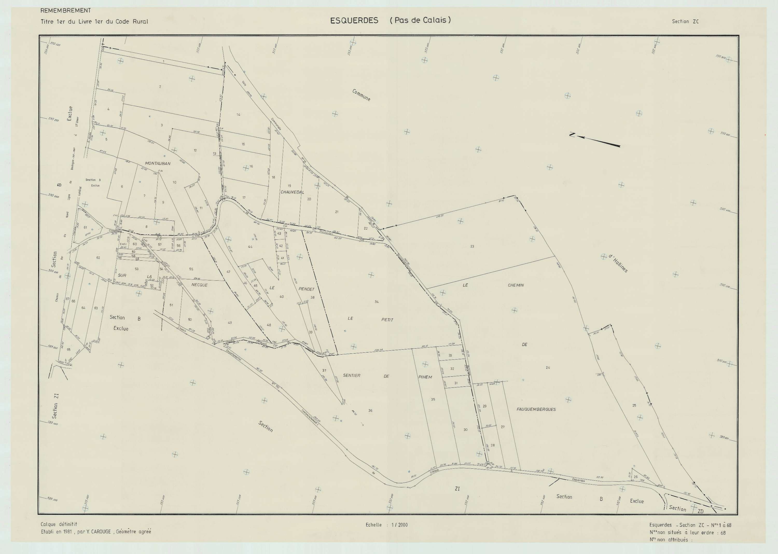 Esquerdes - Plan de remembrement : section ZC.
