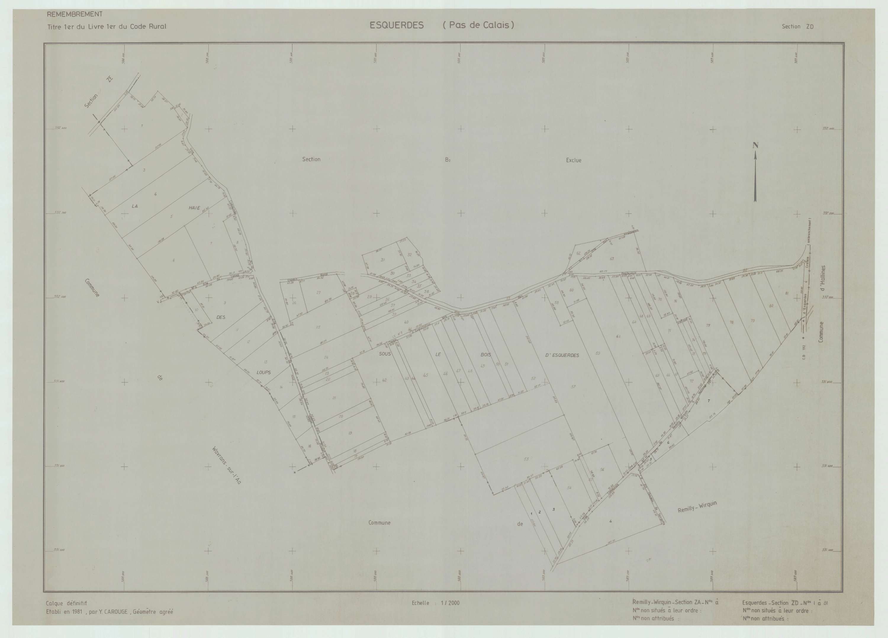 Esquerdes - Plan de remembrement : section ZD.
