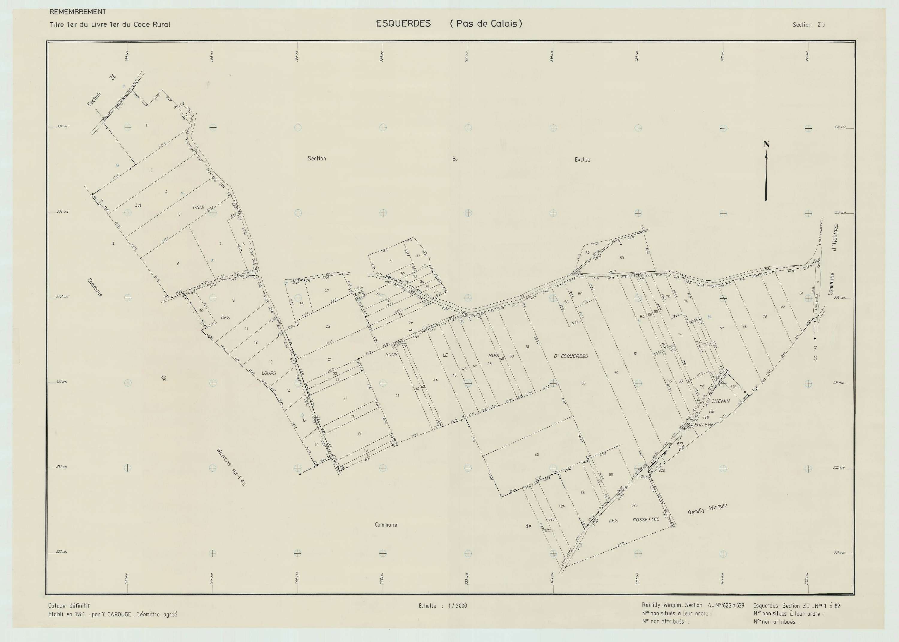 Esquerdes - Plan de remembrement : section ZD.