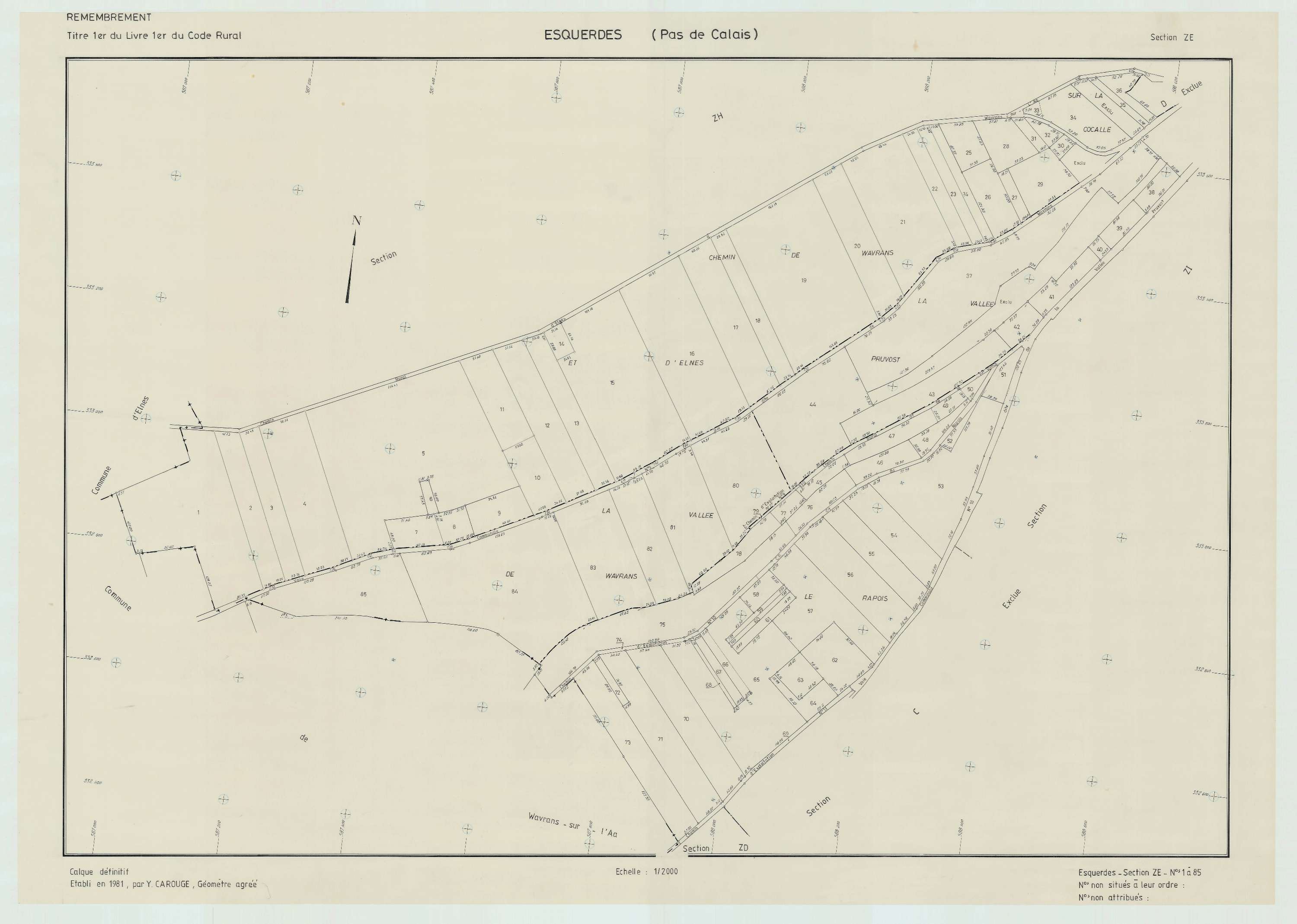 Esquerdes - Plan de remembrement : section ZE.