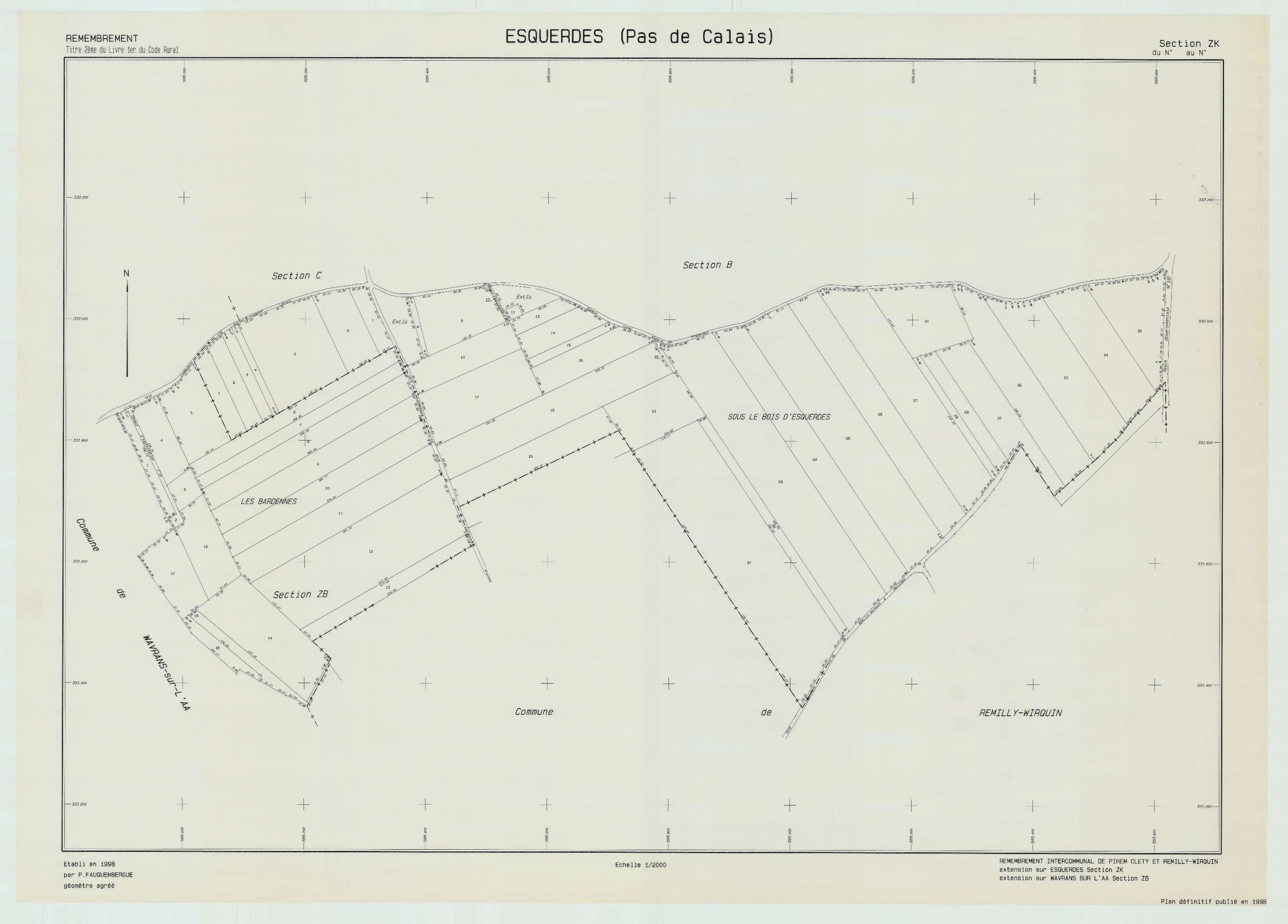 Esquerdes - Plan de remembrement : section ZK.