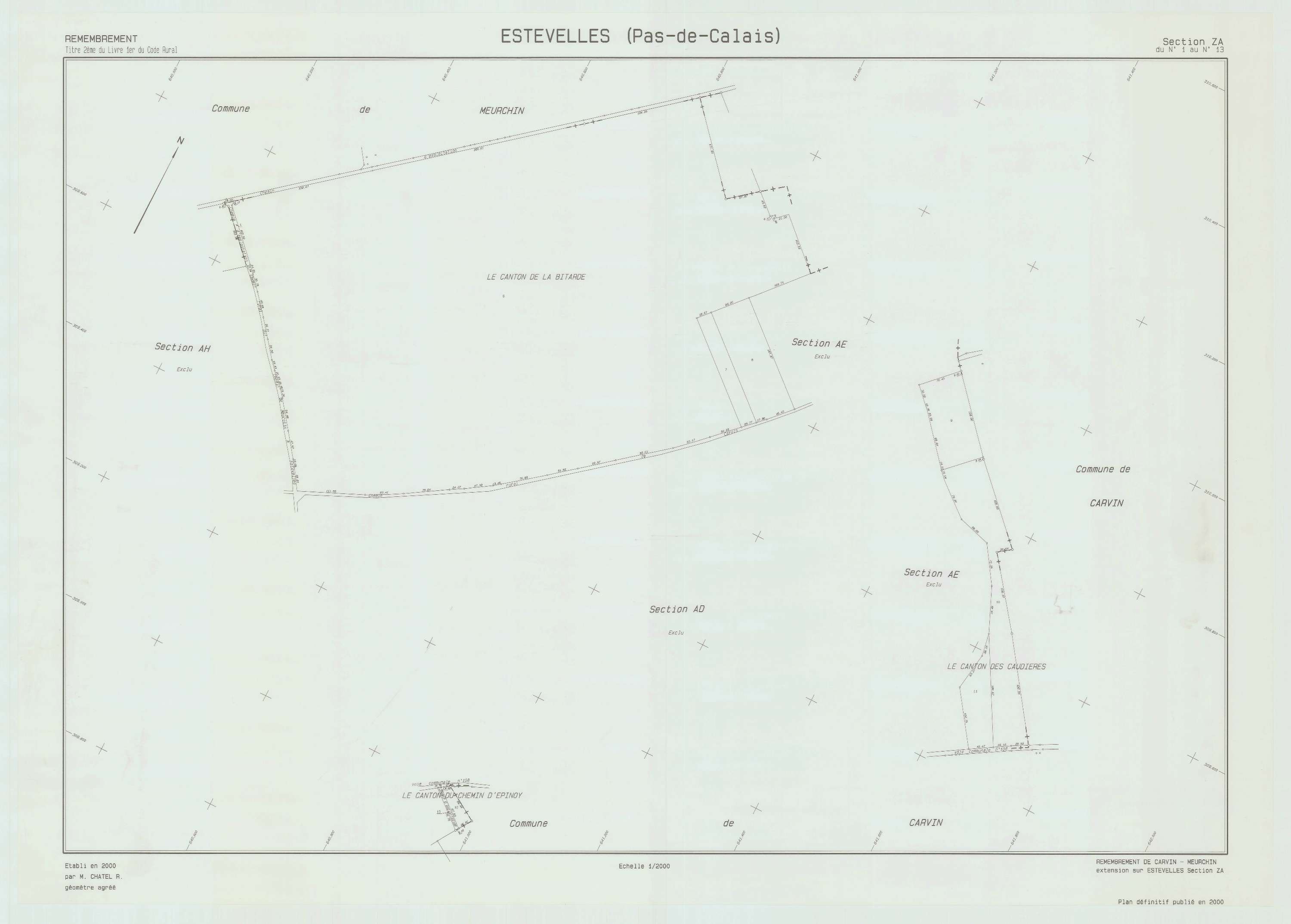 Estevelles - Plan de remembrement : section ZA.
