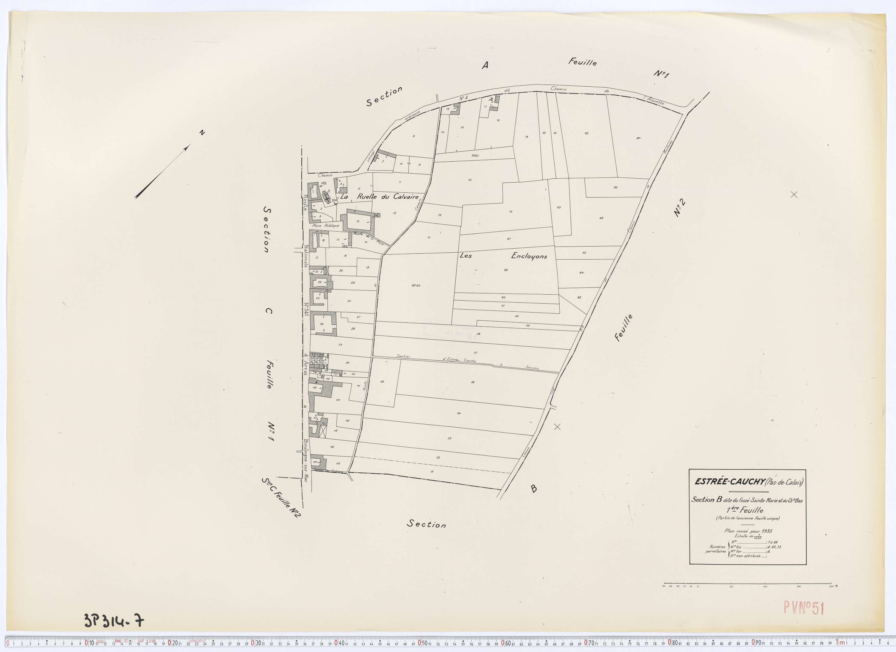 Estrée - Section B, feuille 1.