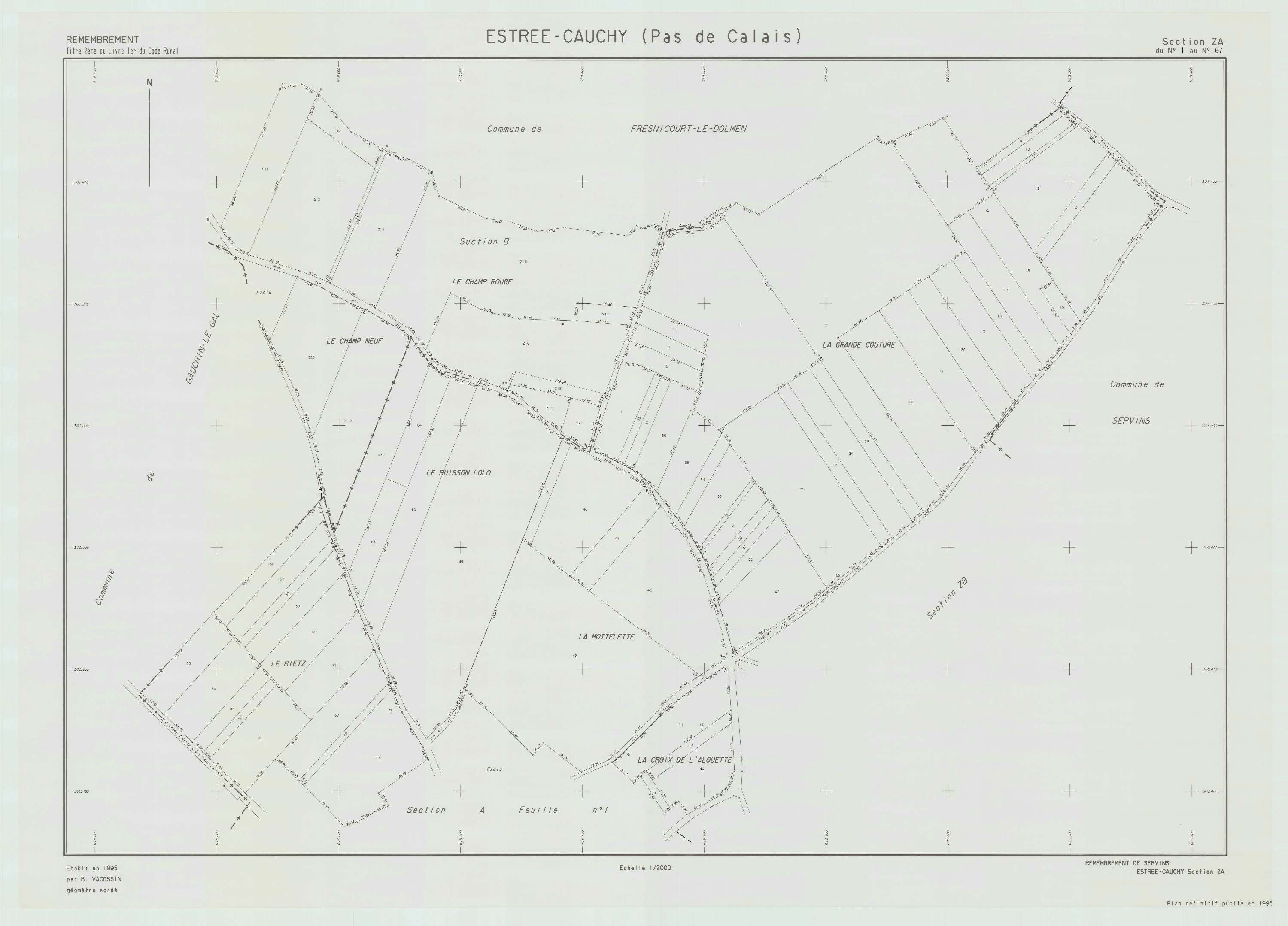 Estrée-Cauchy - Plan de remembrement : section ZA.