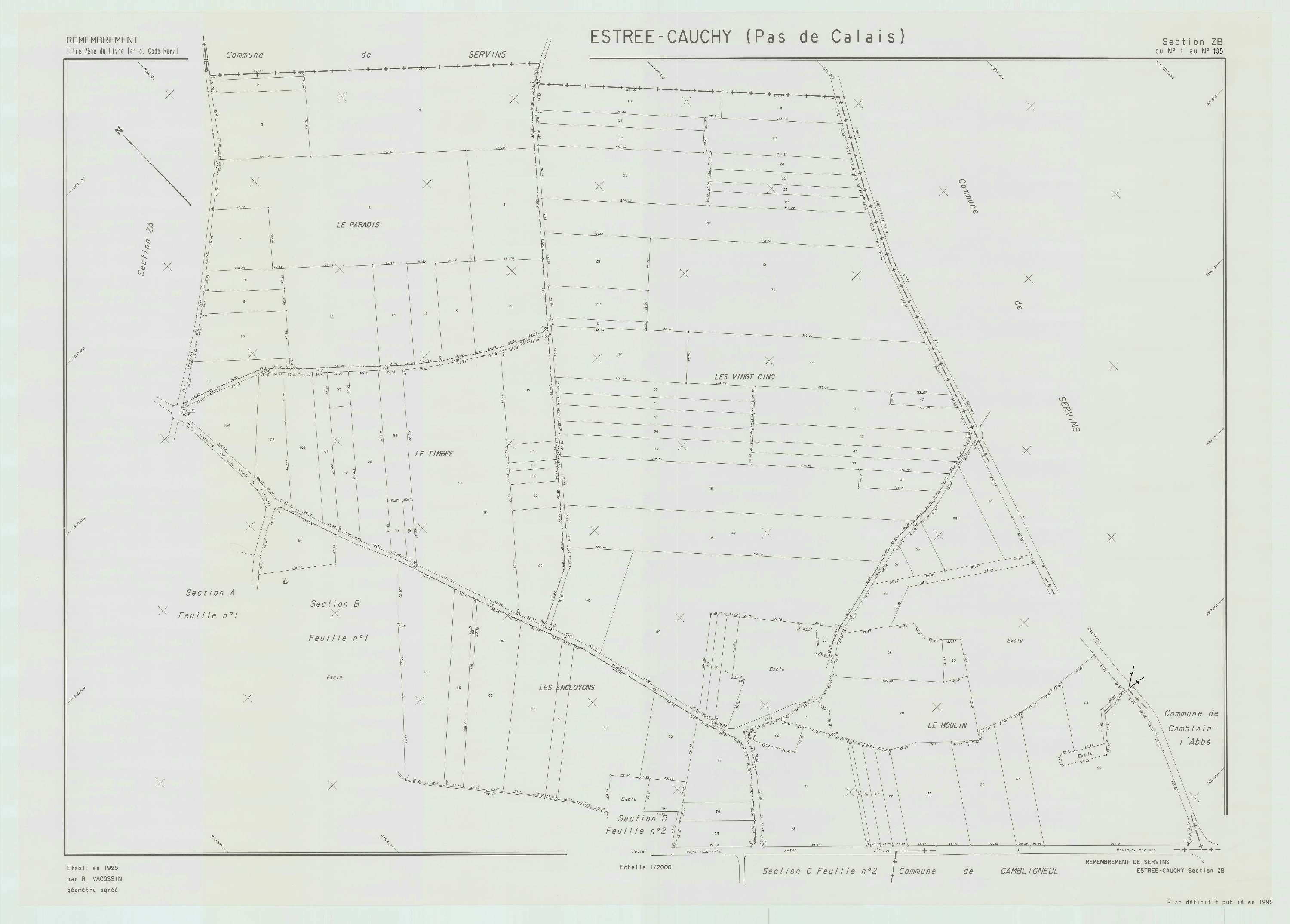 Estrée-Cauchy - Plan de remembrement : section ZB.