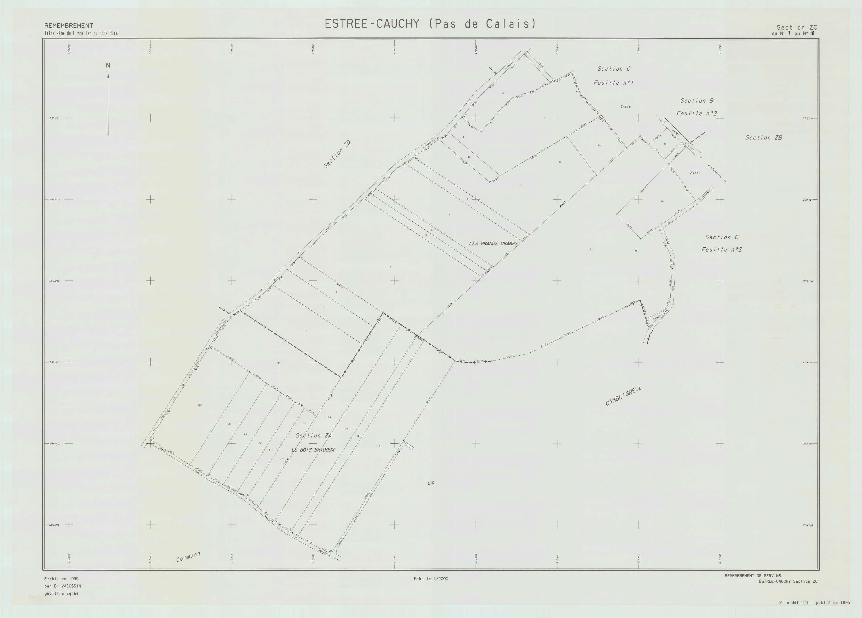 Estrée-Cauchy - Plan de remembrement : section ZC.