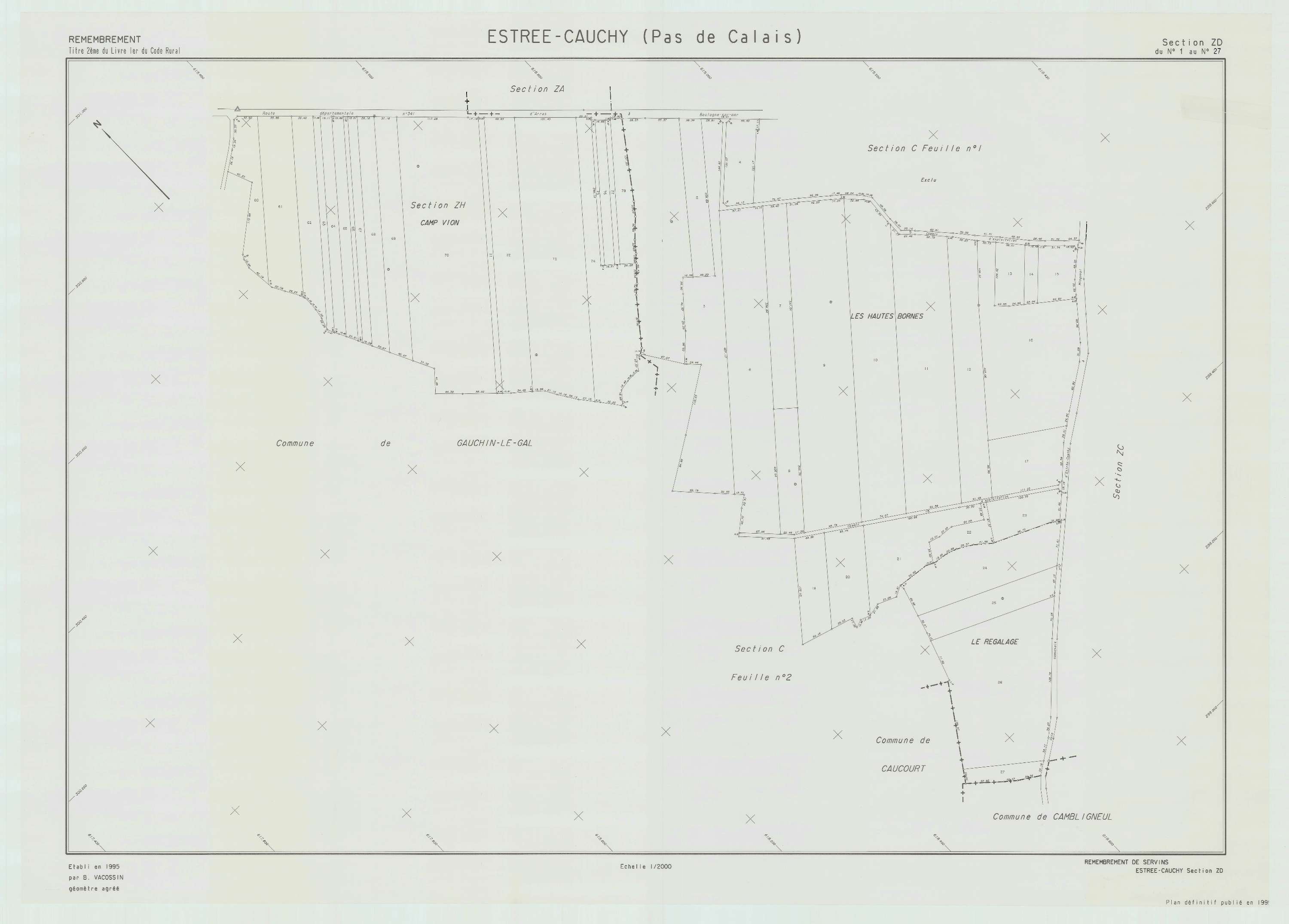 Estrée-Cauchy - Plan de remembrement : section ZD.