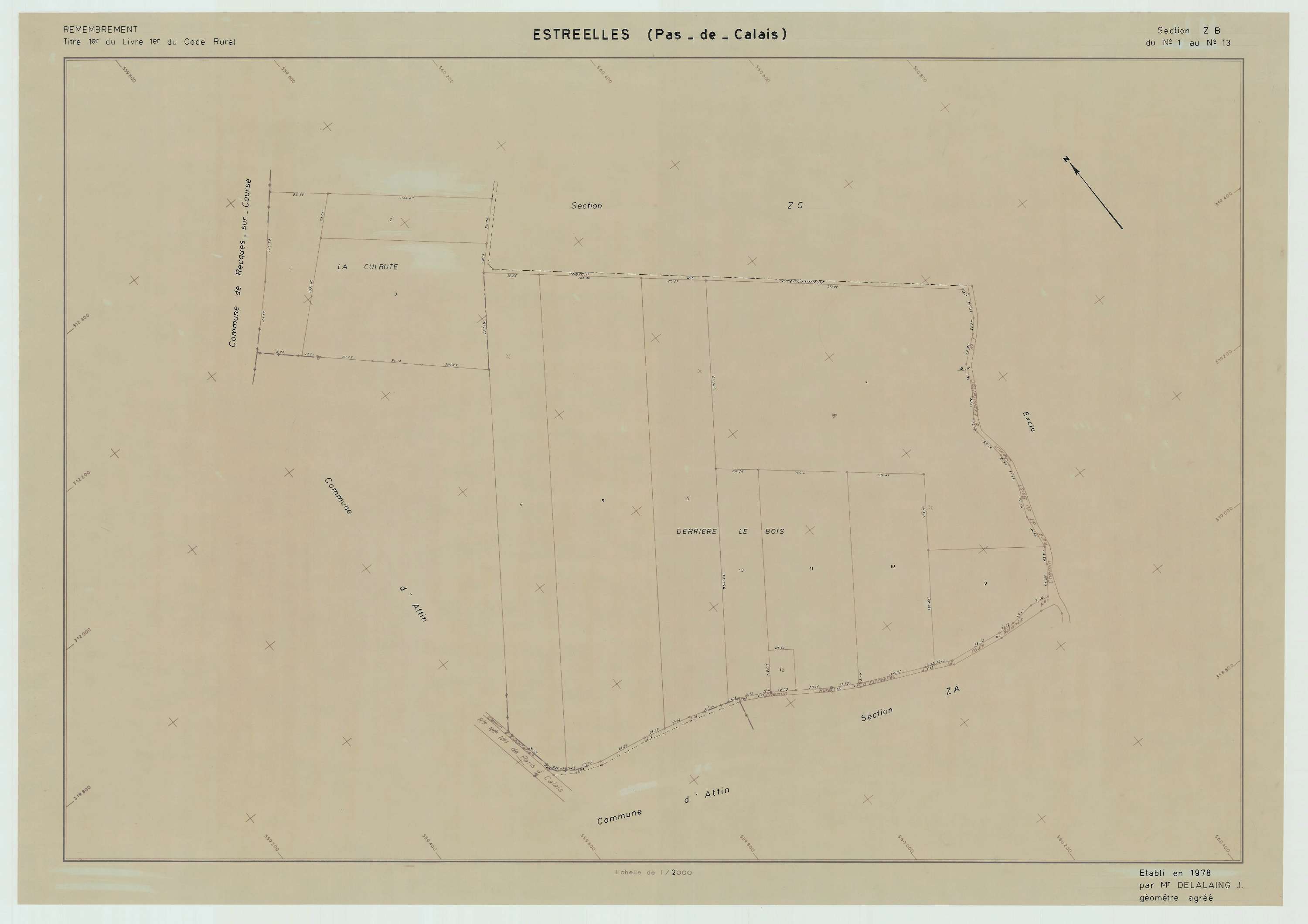 Estréelles - Plan de remembrement : section ZB.