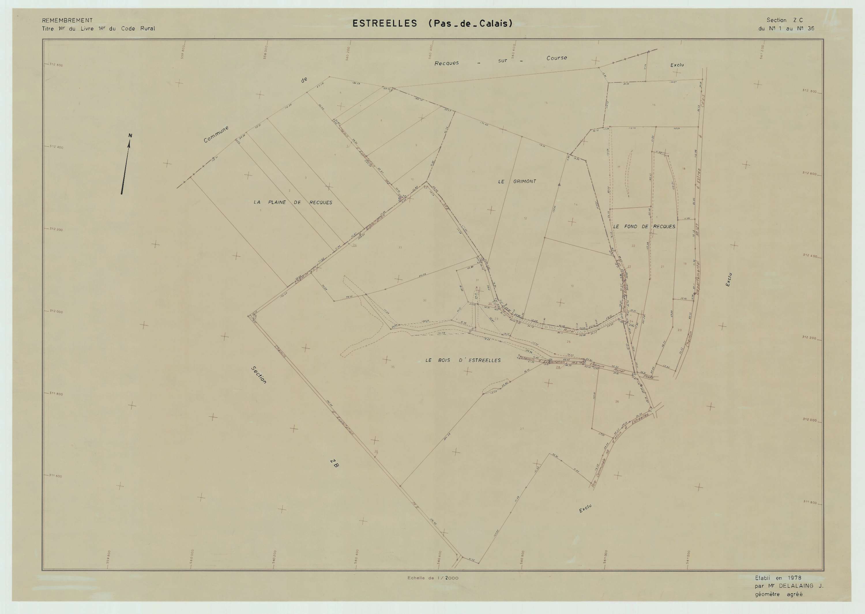 Estréelles - Plan de remembrement : section ZC.